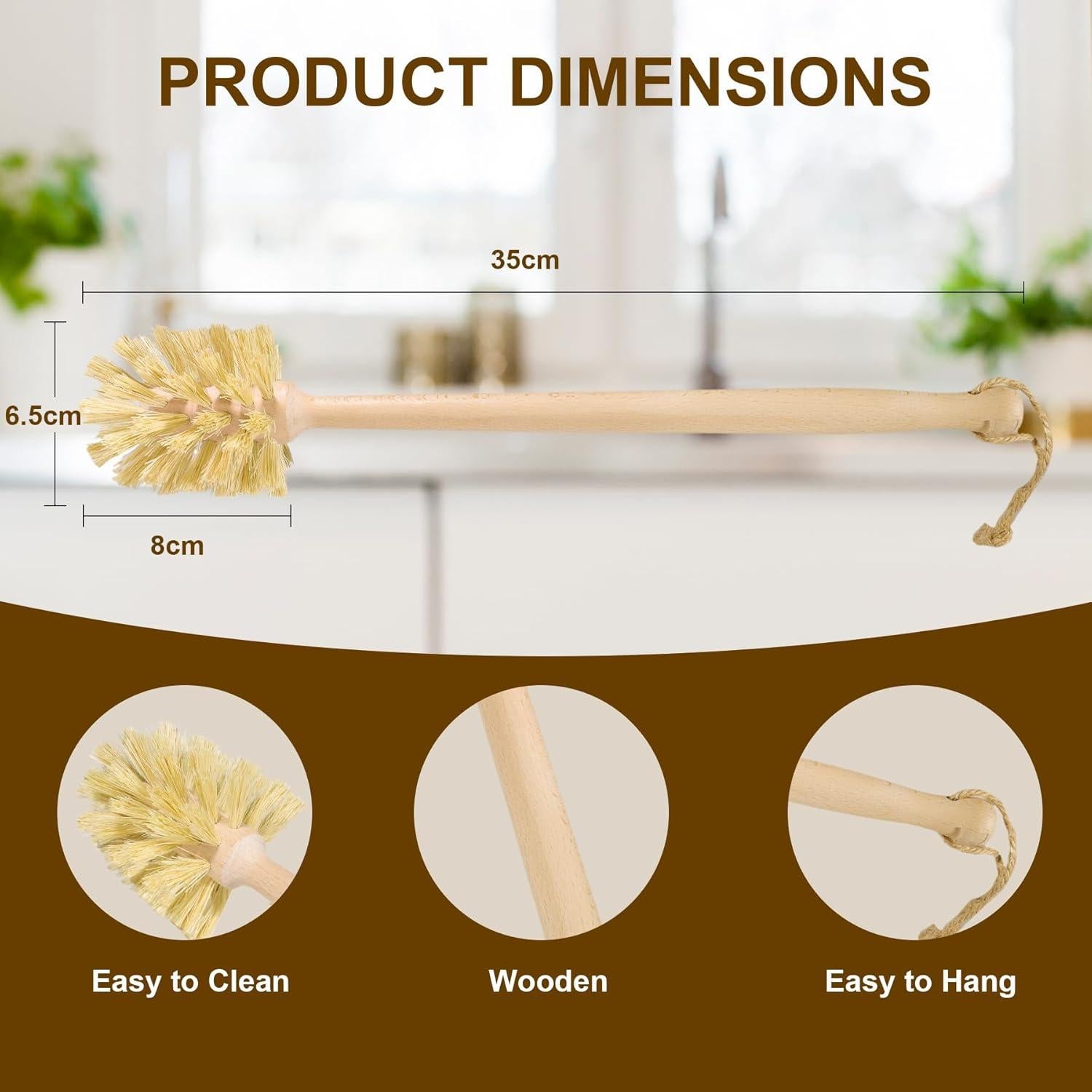 Paquete de 2 cepillos de botella DEBETOOL de madera y sisal