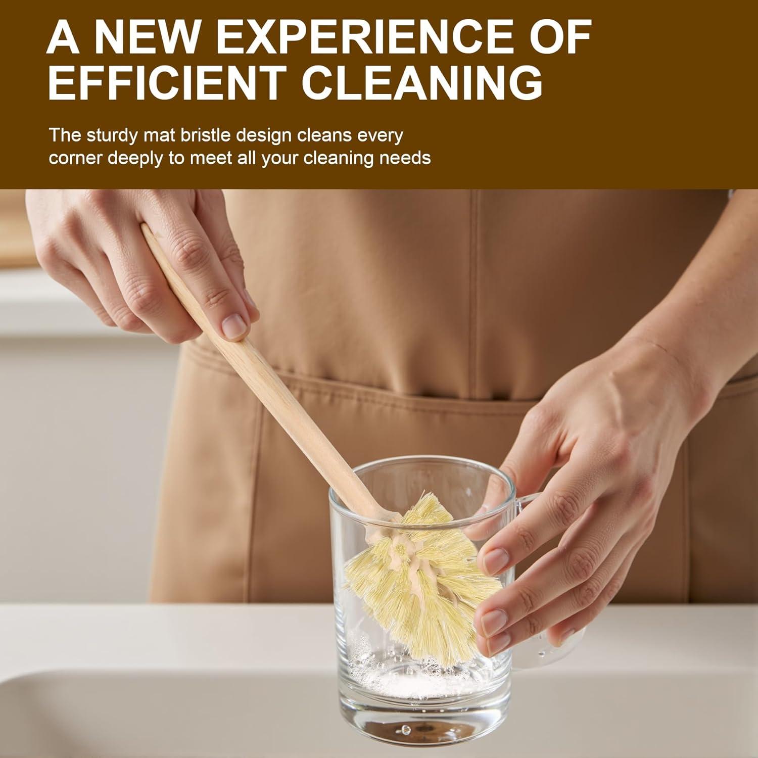 Paquete de 2 cepillos de botella DEBETOOL de madera y sisal