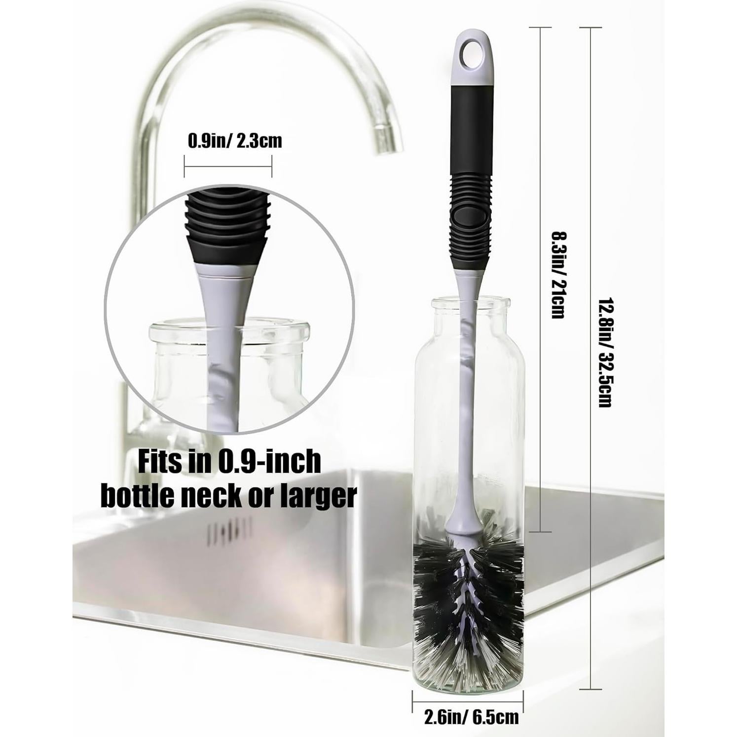 Cepillo para Botellas YeuDeuy con Mango Largo y Cerdas Duales