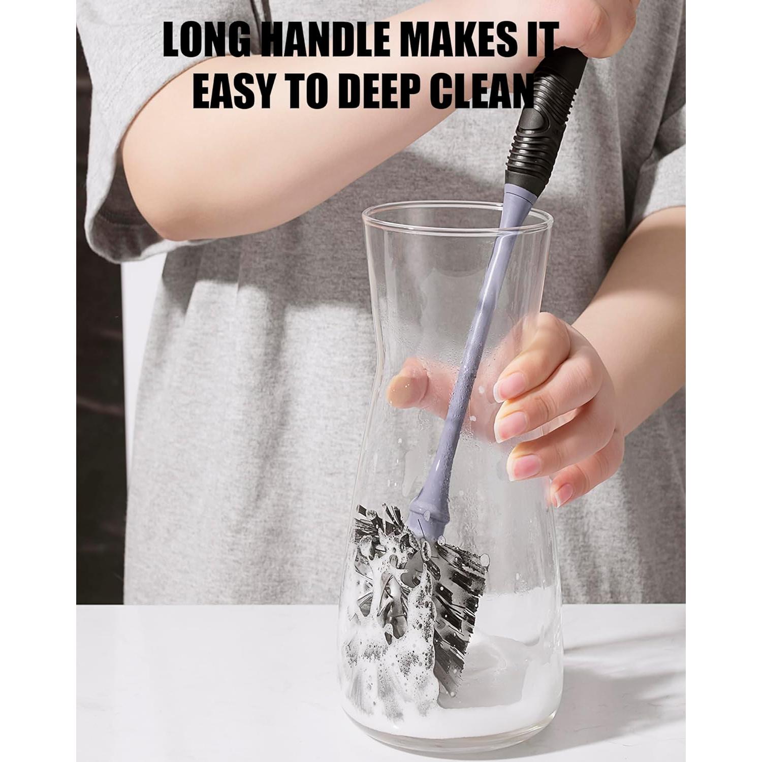 Cepillo para Botellas YeuDeuy con Mango Largo y Cerdas Duales