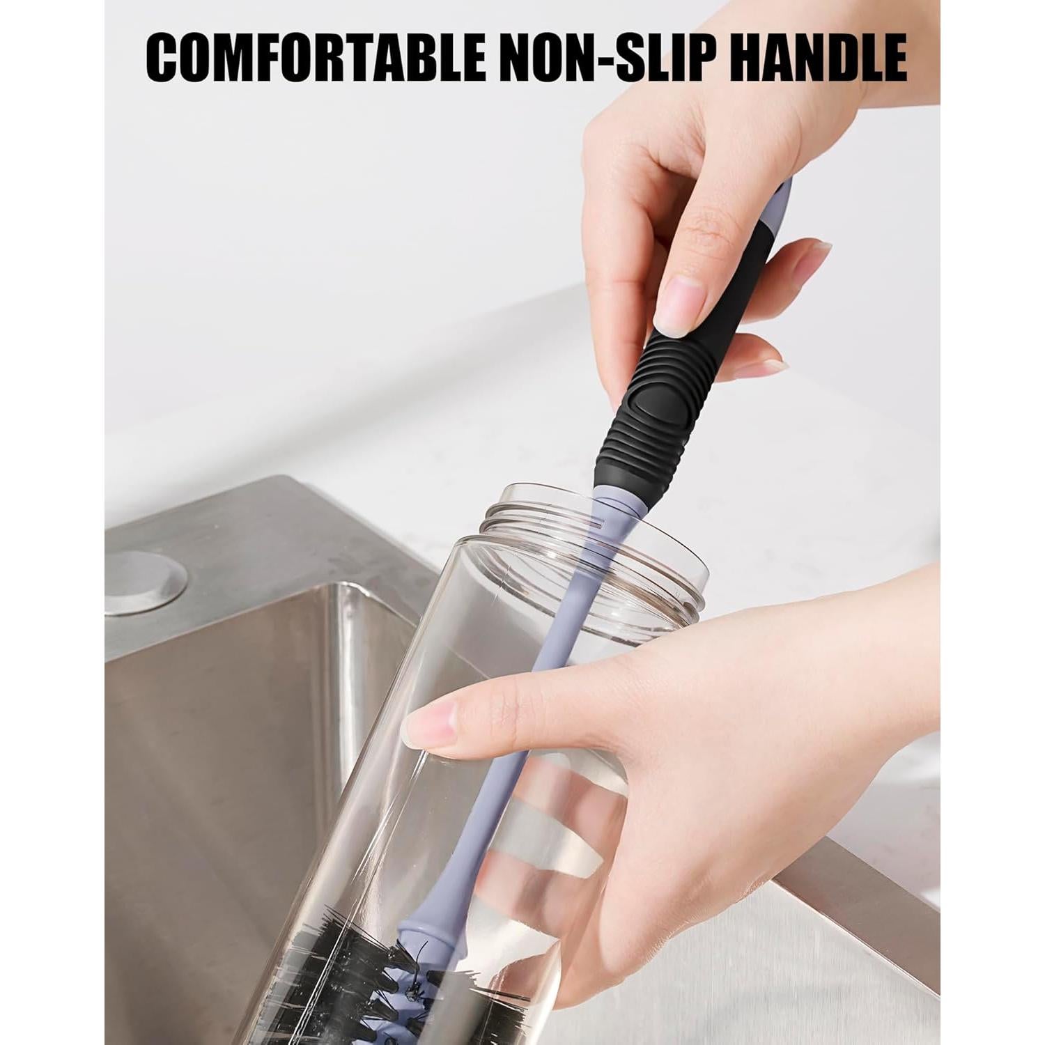 Cepillo para Botellas YeuDeuy con Mango Largo y Cerdas Duales