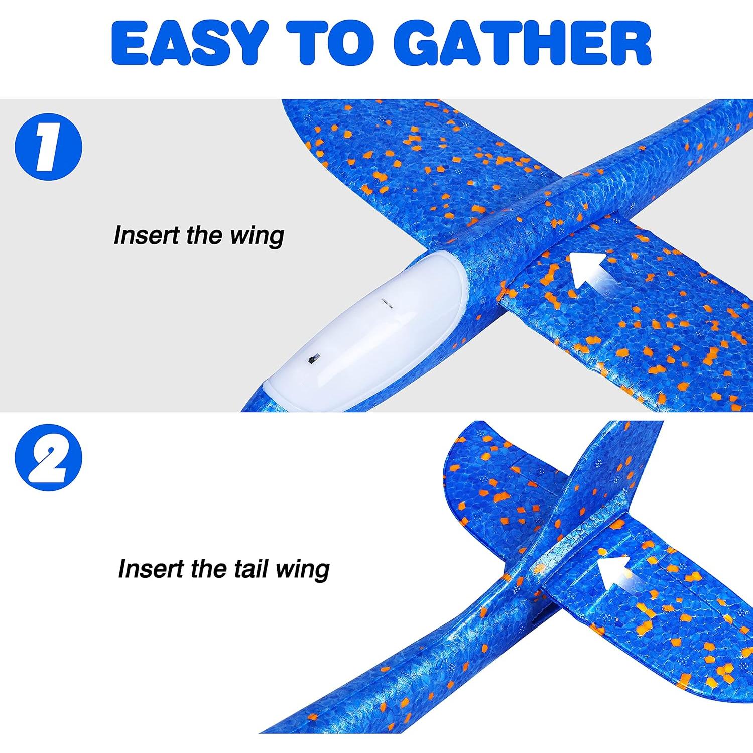 CUKU Paquete de 4 Juguetes de Avión LED - 44.5 cm