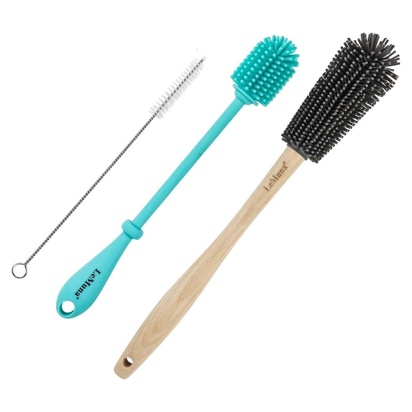 Juego de Cepillos de Silicona LeMuna - 3 Piezas para Botellas