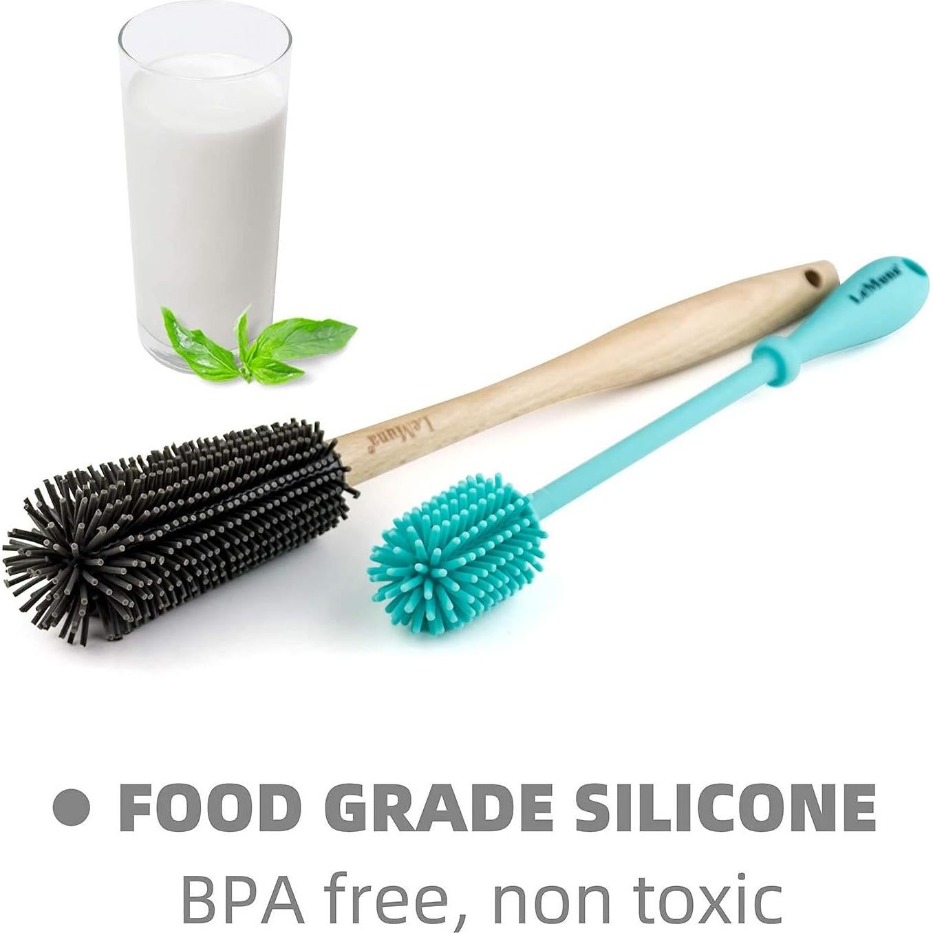 Juego de Cepillos de Silicona LeMuna - 3 Piezas para Botellas