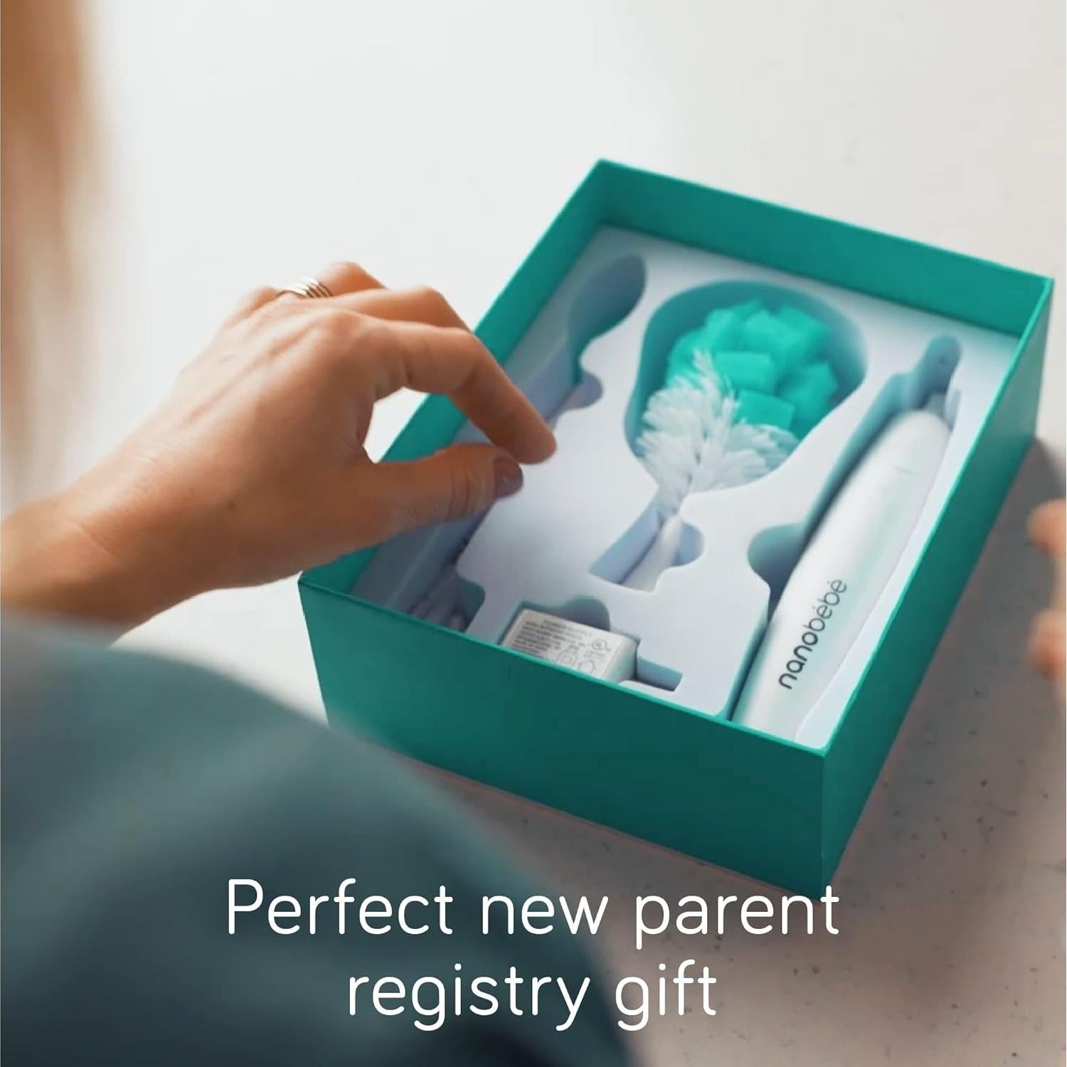 Limpiador Eléctrico de Botellas Nanobebe - Recargable, Verde Azulado