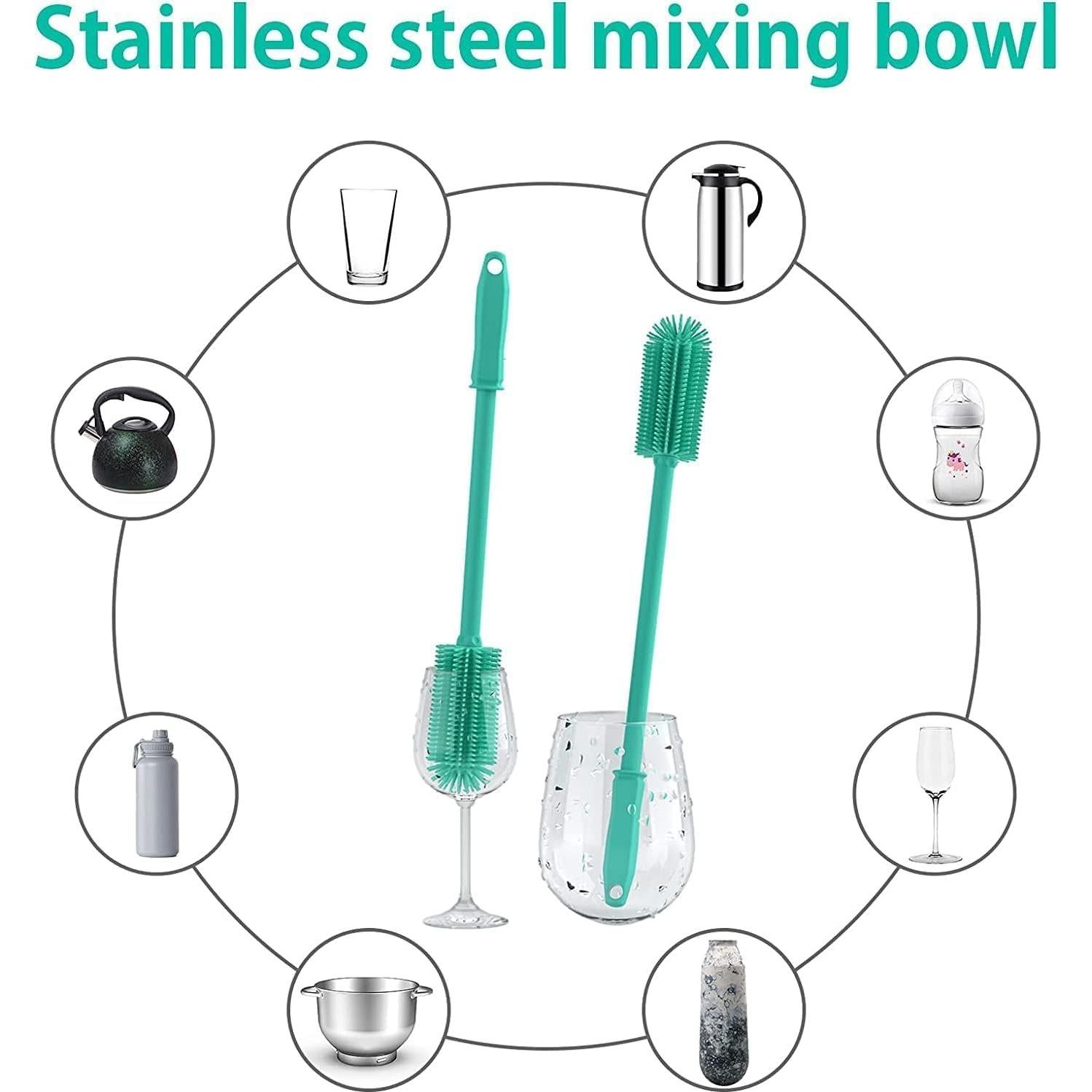 Cepillo de Limpieza de Botellas SUPPHOUS 2 Piezas Silicona Verde 40.64 cm