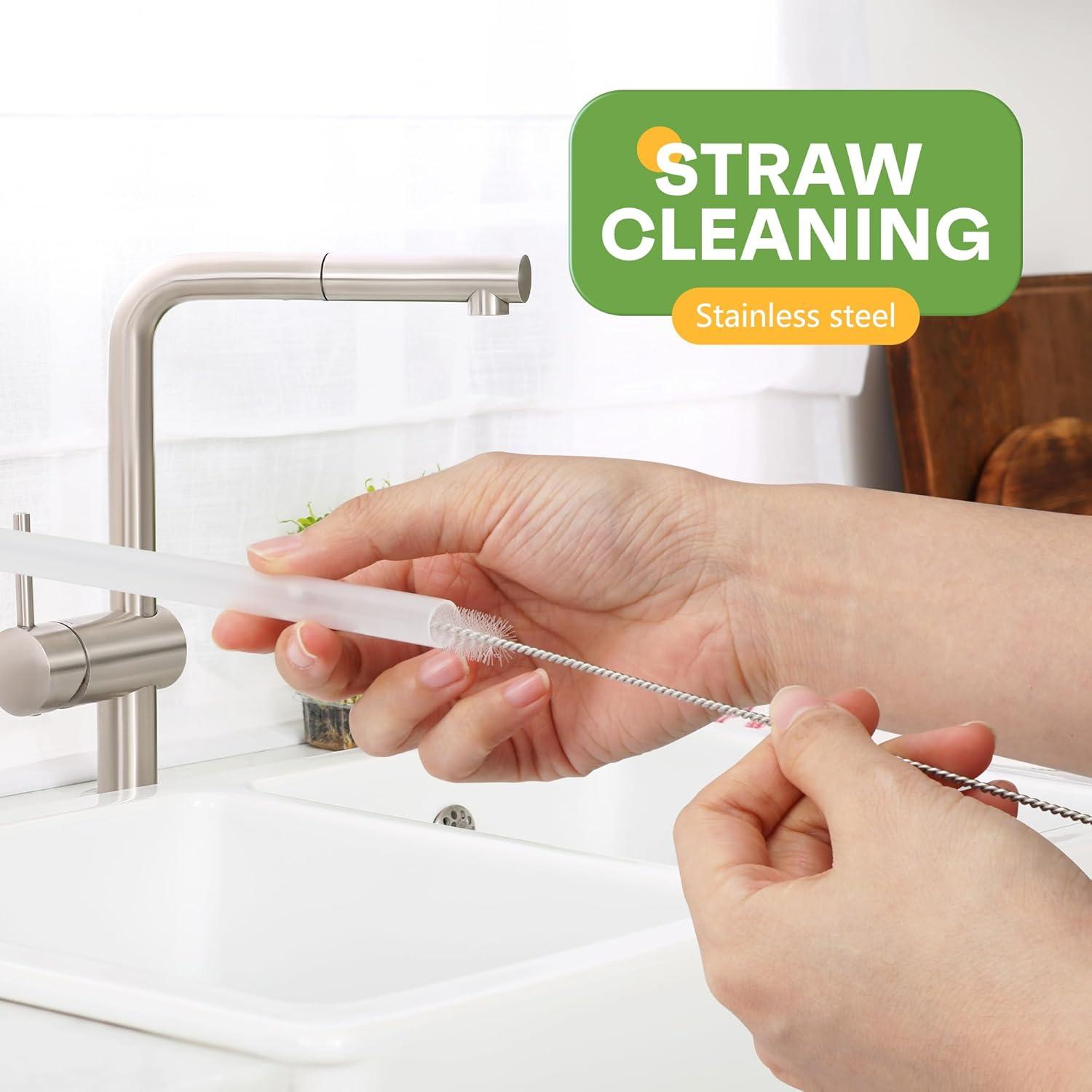 Kit de Limpieza de Tazas Longjoy 4 en 1 con Cepillo de Paja