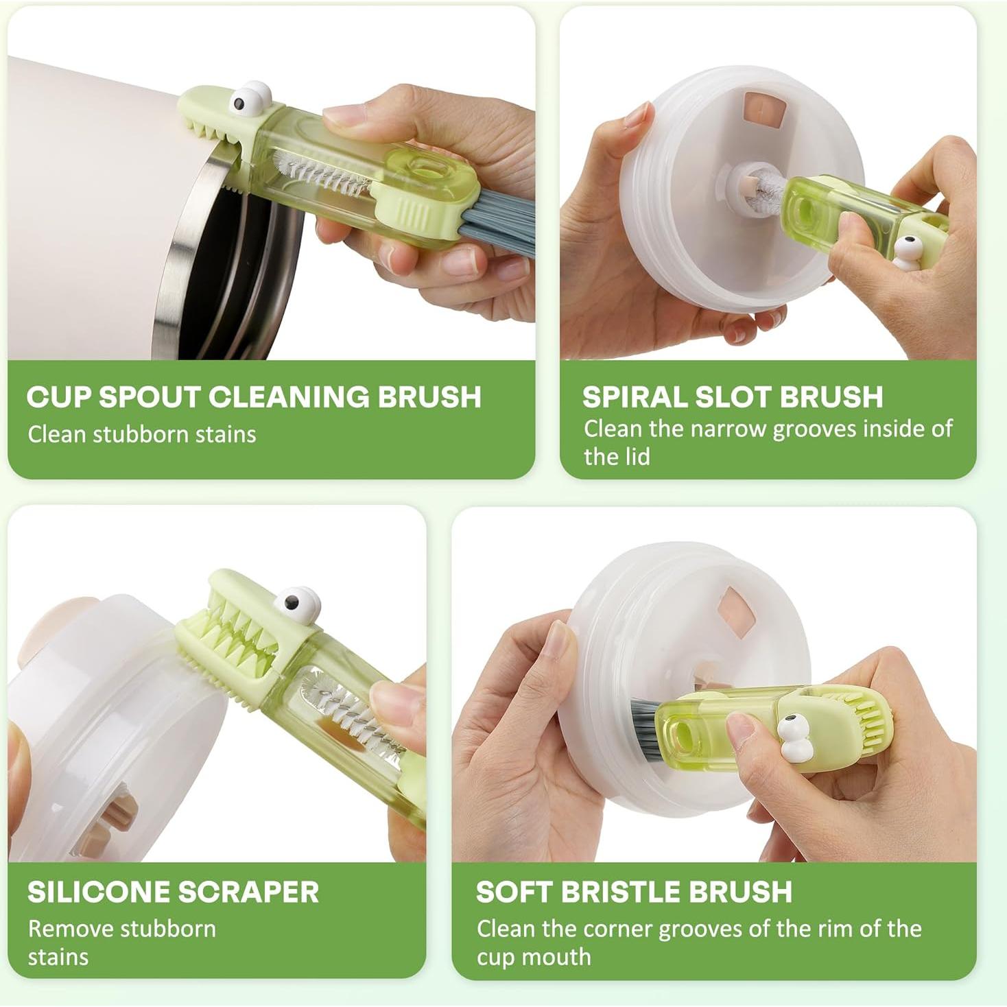 Kit de Limpieza de Tazas Longjoy 4 en 1 con Cepillo de Paja