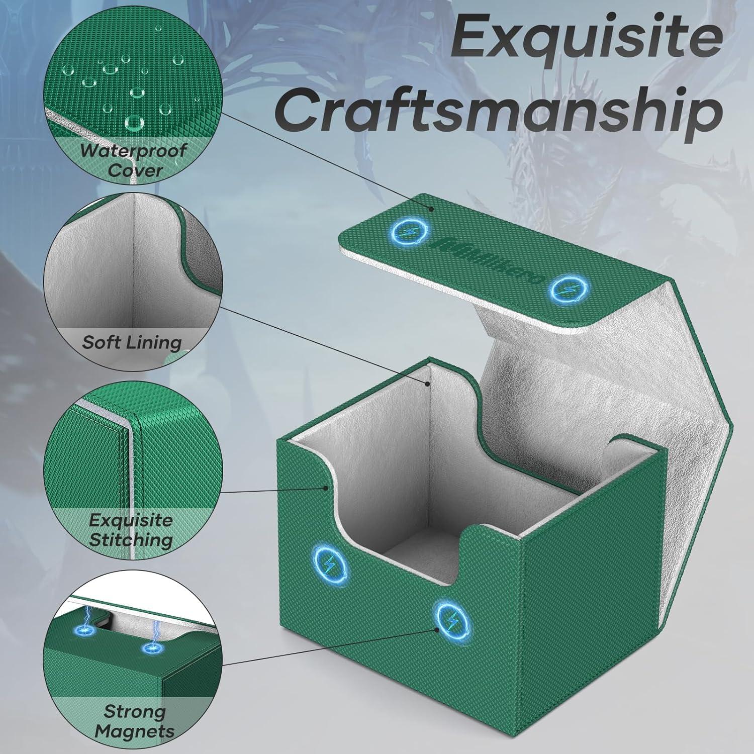 Caja de Barajas Mlikero Verde para 100+ Cartas TCG