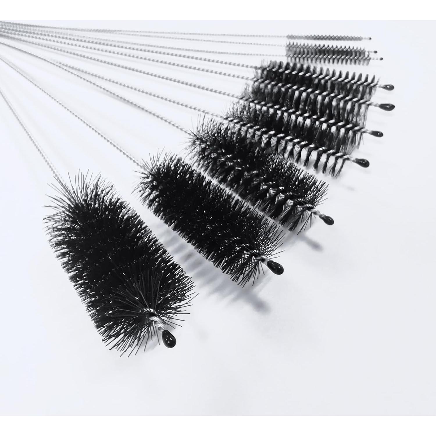 Straw Cleaner Brush Set, Shower Head Cleaner Tool, Nylon Pipe Tube Cleaner 8-inch 10 Different Diameters Set for Tumbler, Water Bottle, Sippy Cup, Sinks and Hummingbird Feeders