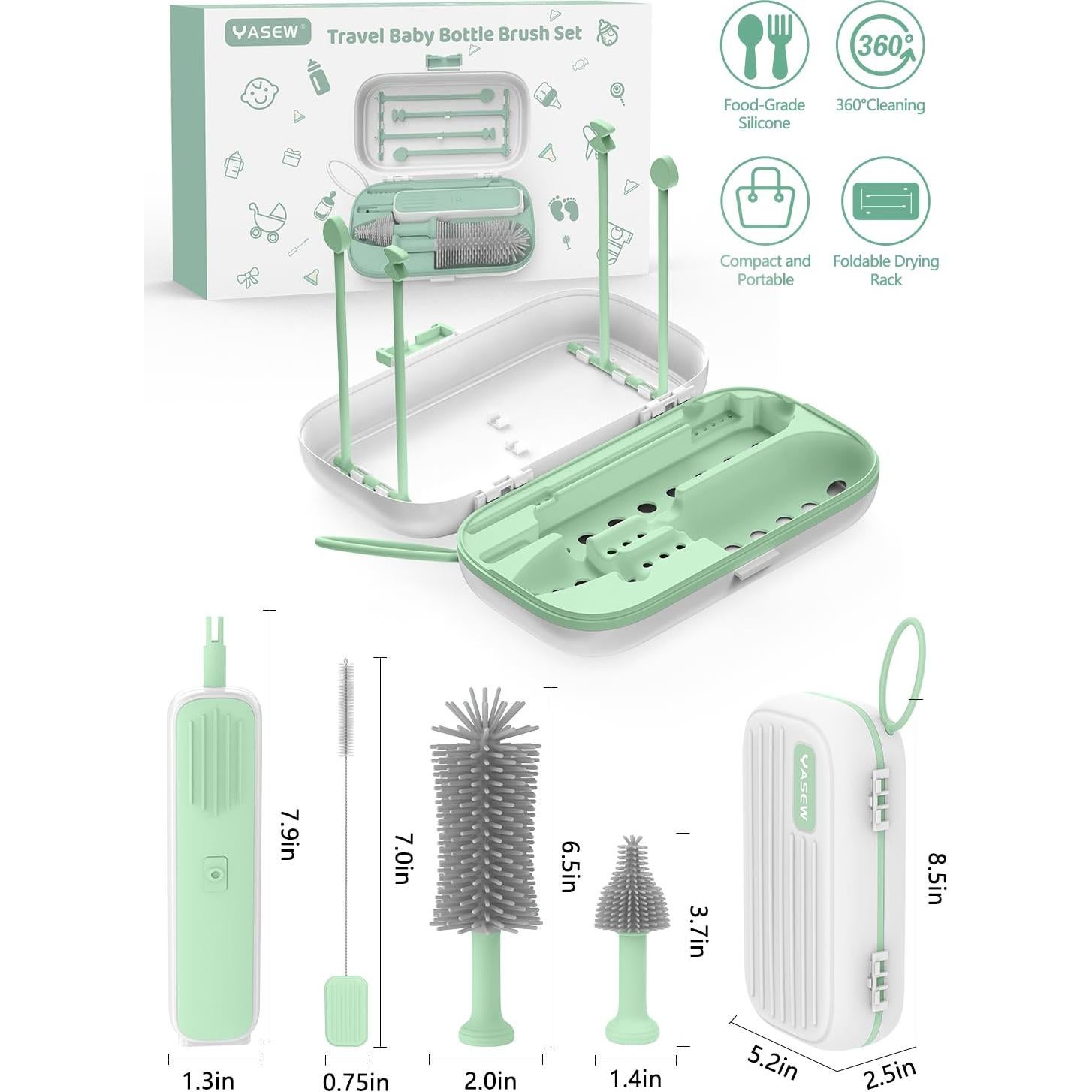 Limpiador Eléctrico de Botellas YASEW Verde 2000mAh Portátil
