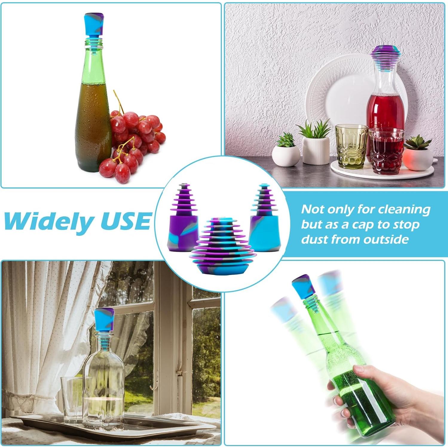 Tapones de limpieza de silicona COITEK con 8 cepillos - Morado