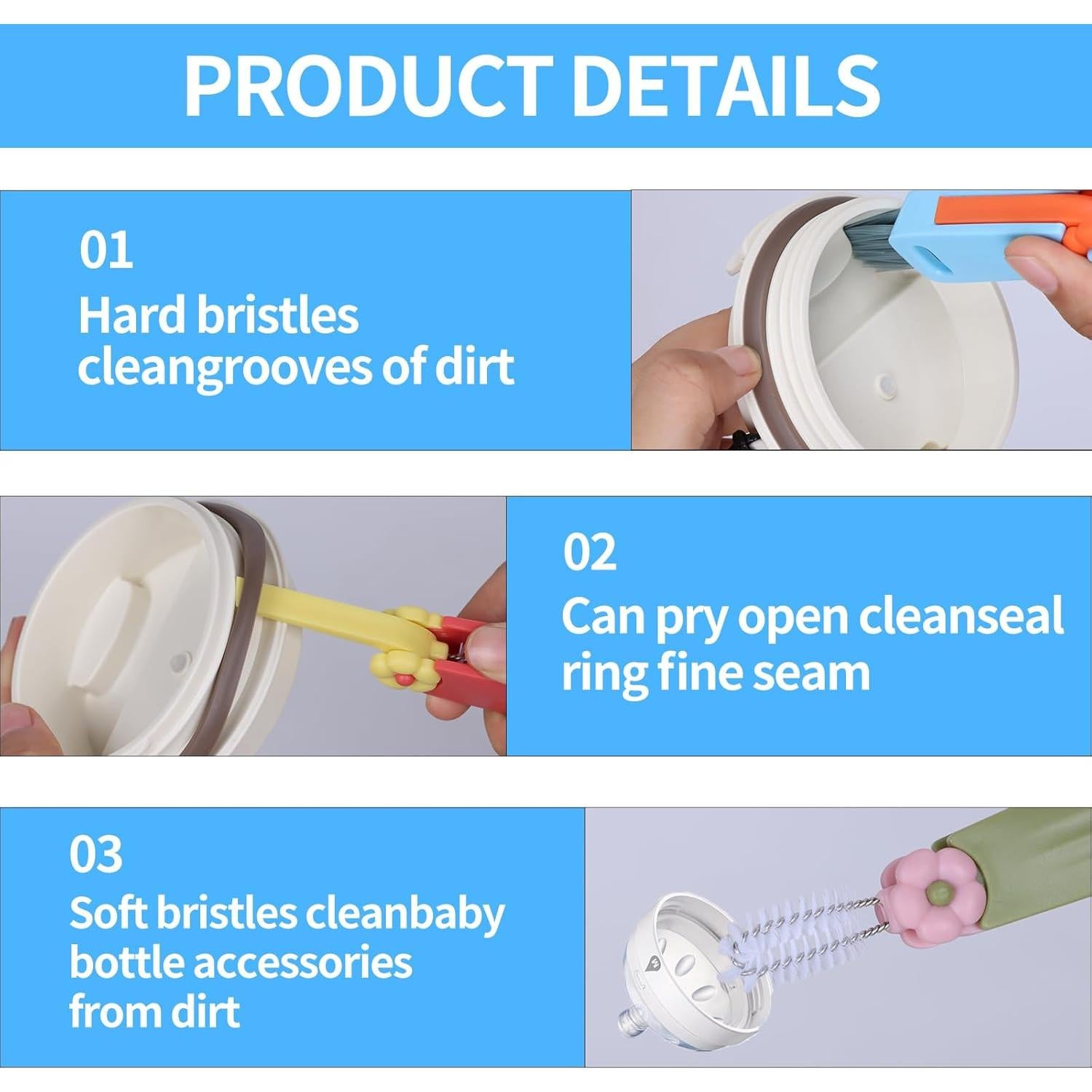 Cepillo de Tapa de Vaso Petal 3 en 1 - Genérico, Multiusos