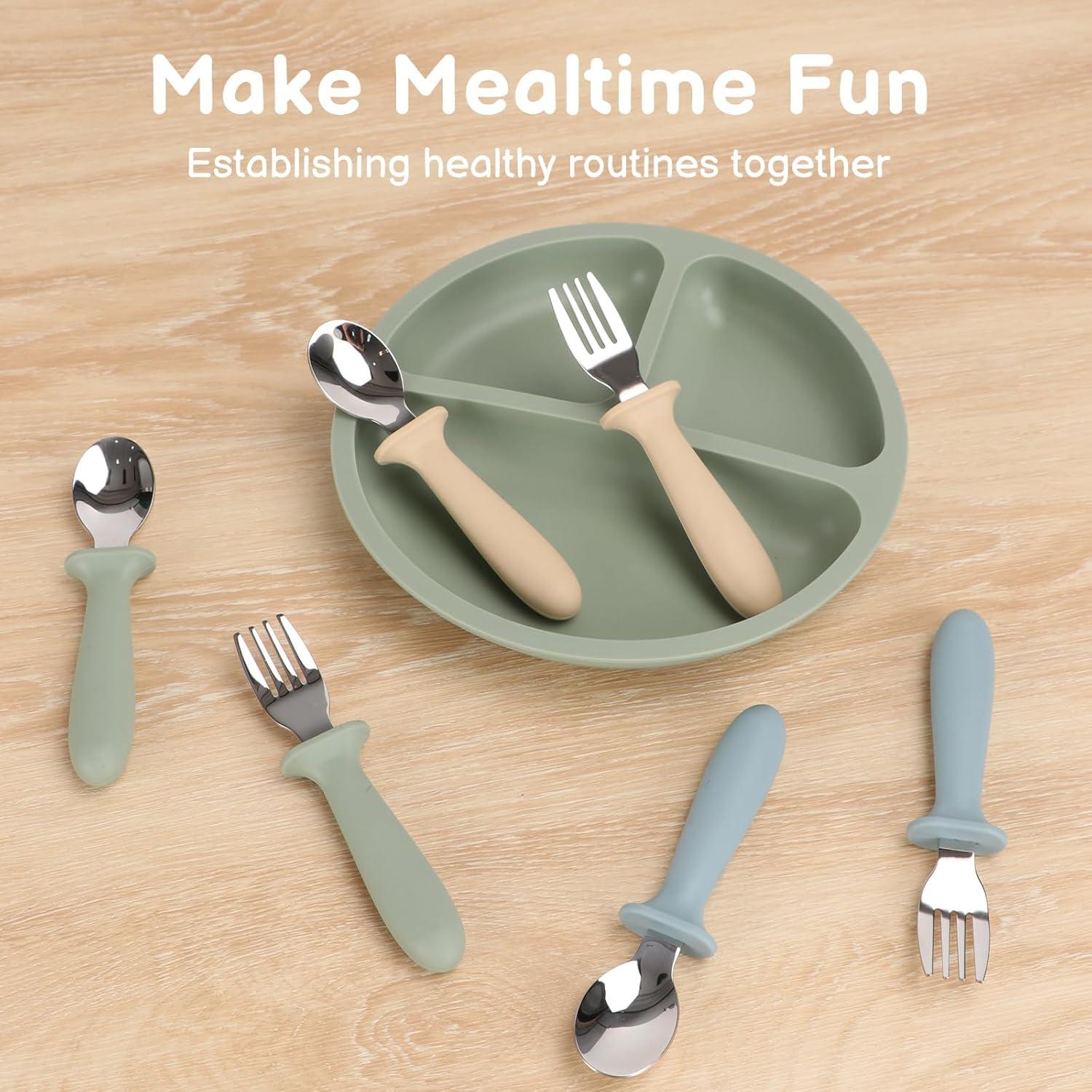 Set de Cubiertos para Niños Eascrozn 6 Piezas Acero Inoxidable