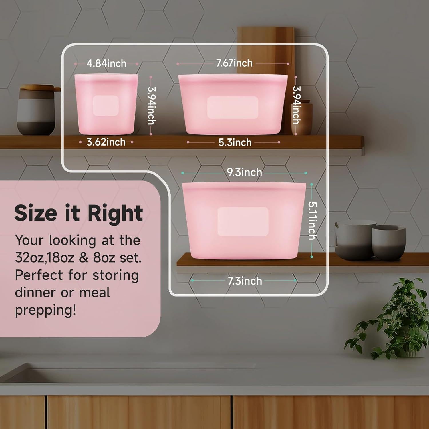 Bolsas de Almacenamiento de Silicona FIRAWER 3Pcs Reutilizables 227g 510g 907g