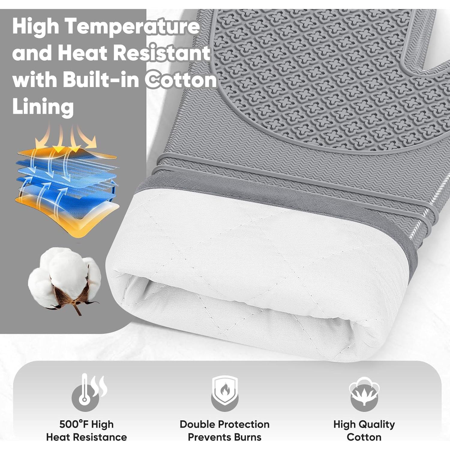 Manoplas de Horno Silicona HGYI 260°C Antideslizantes 31.75x19.43cm