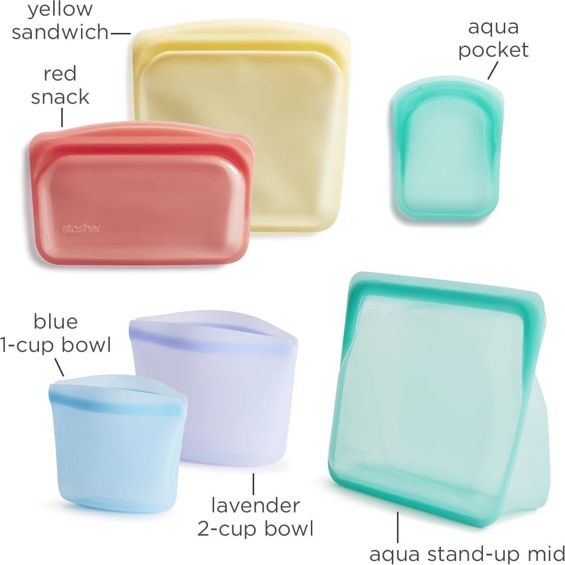 Bolsas de Almacenamiento Reutilizables Stasher - Paquete de 6 Arcoíris