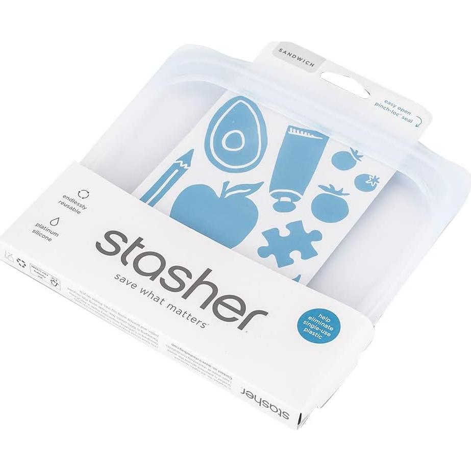 Stasher Bolsa de Silicona Mediana 828 ml Set de 2 Transparente