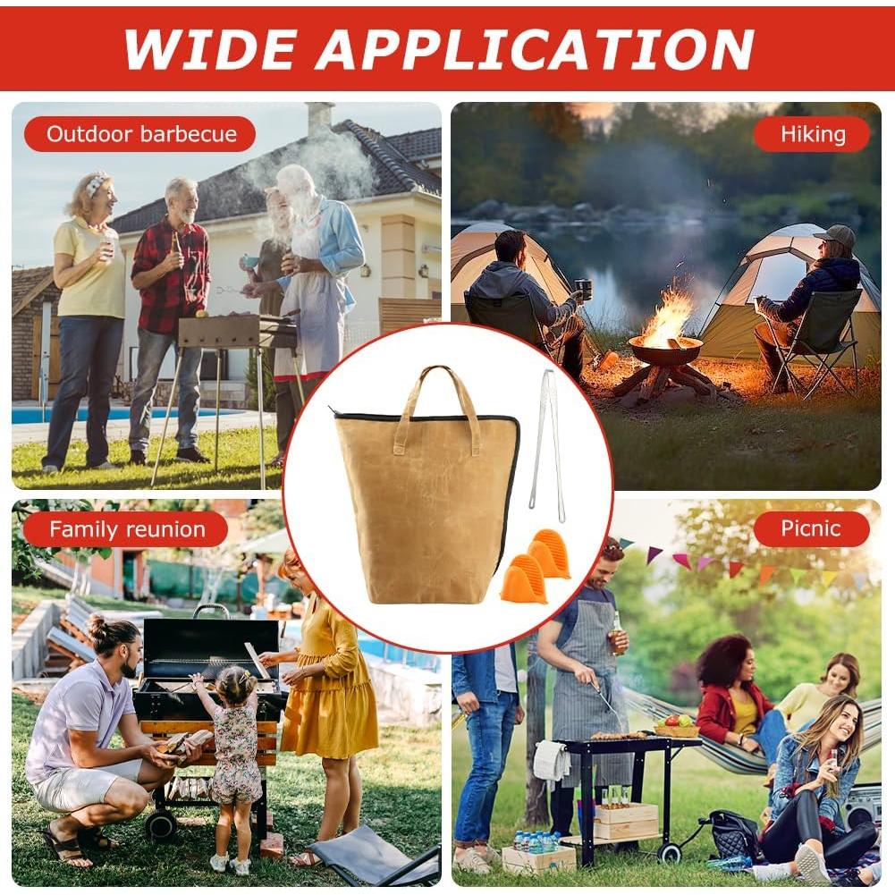 Manta BBQ LOQJSS con manoplas y pinzas, 46x25x20cm