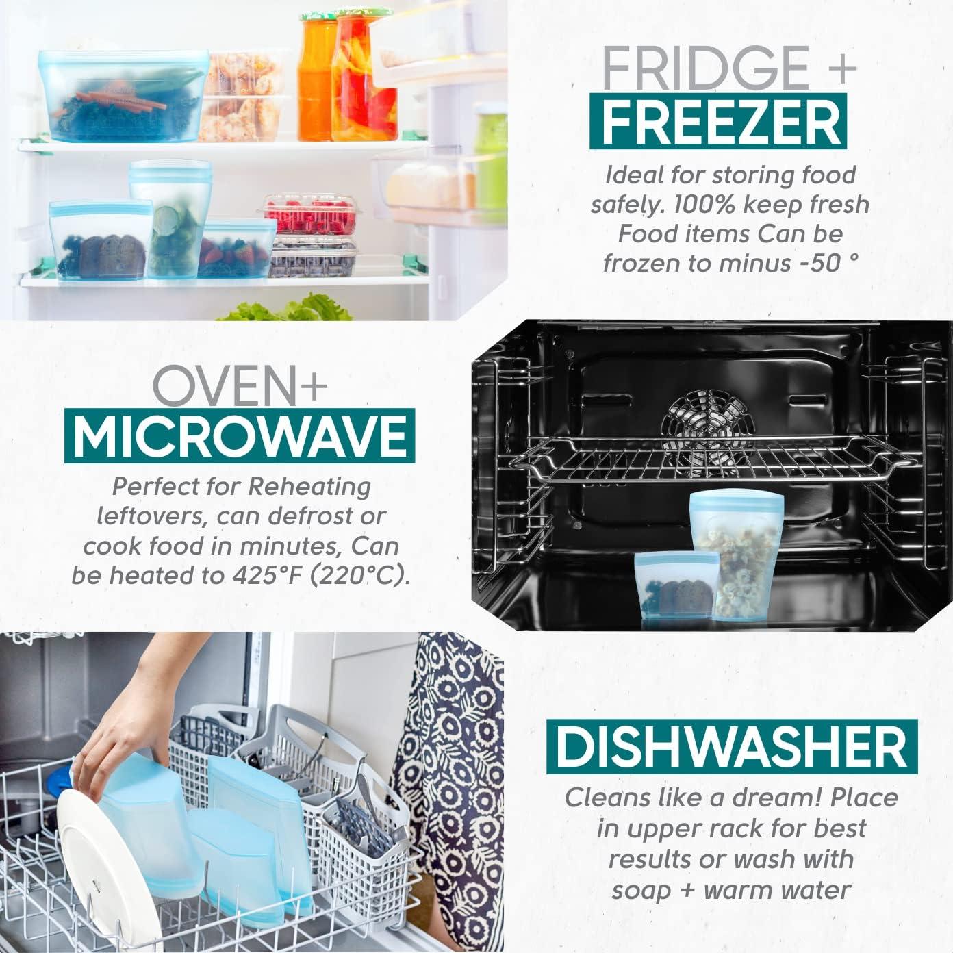 Juego de 6 Bolsas de Silicona Reutilizables Xomoo 600ml-1200ml