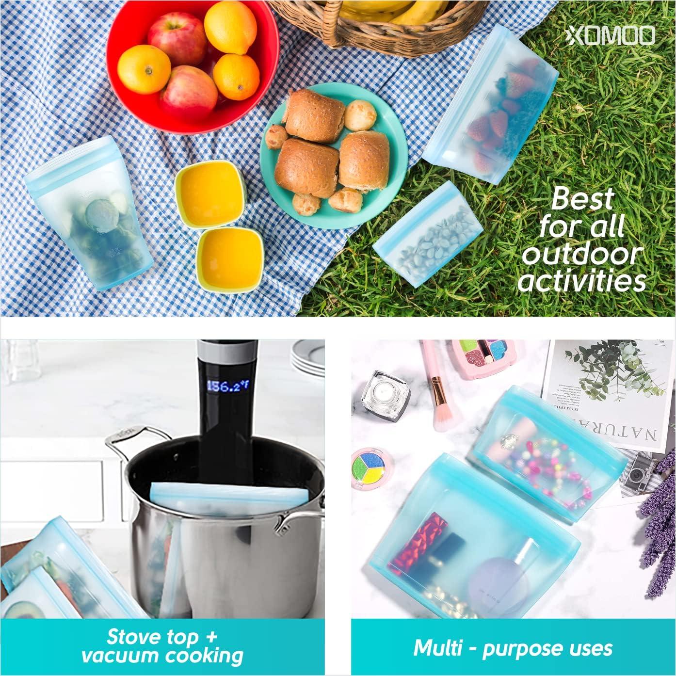 Juego de 6 Bolsas de Silicona Reutilizables Xomoo 600ml-1200ml