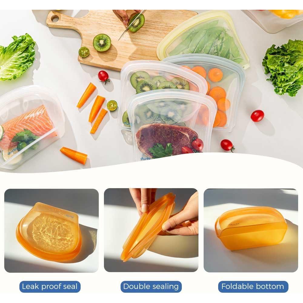 Bolsa de Congelador de Silicona Durbl 1 Galón Plegable Claro