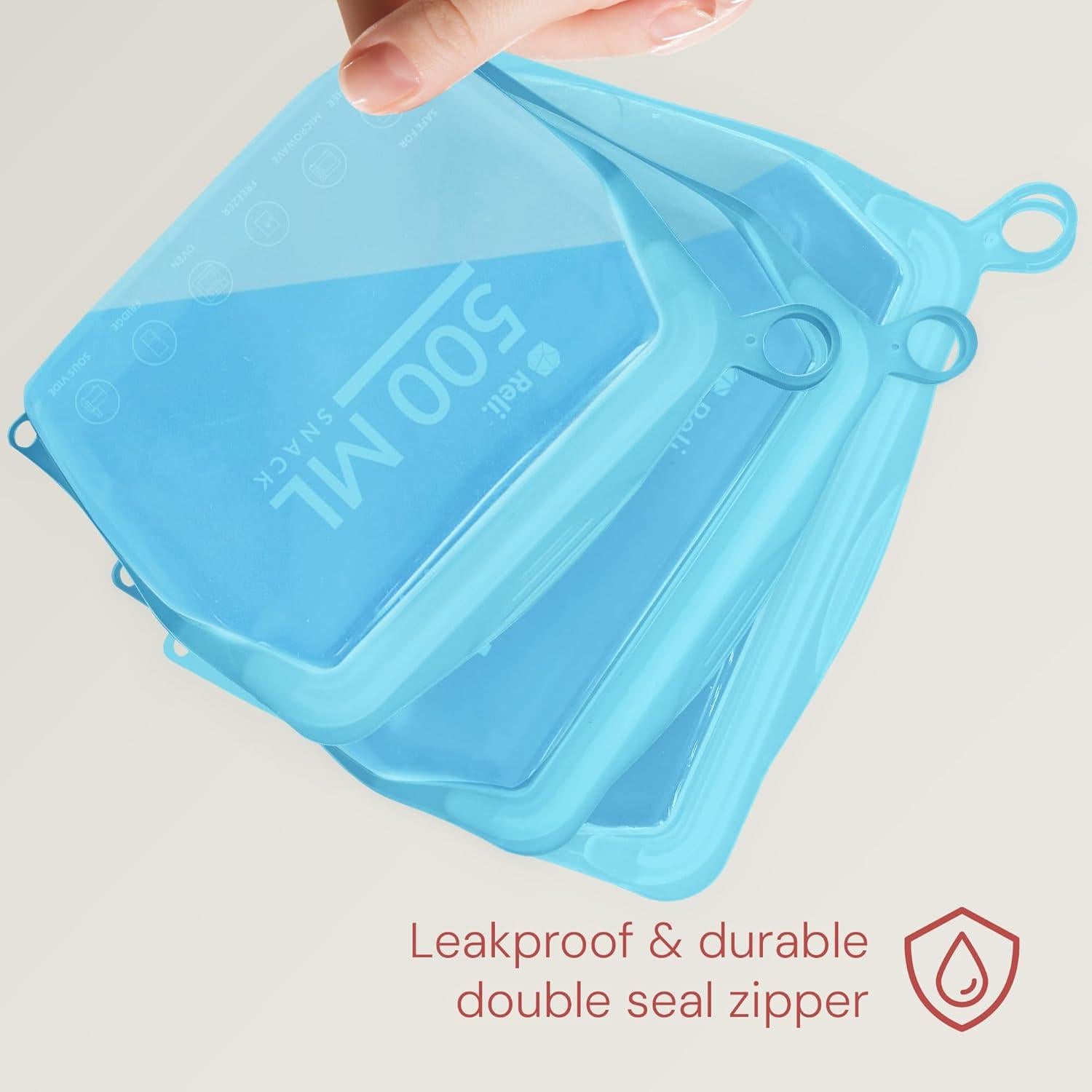 Bolsas de Silicona Reutilizables Reli. 3 Piezas Multi-Tamaño Aqua