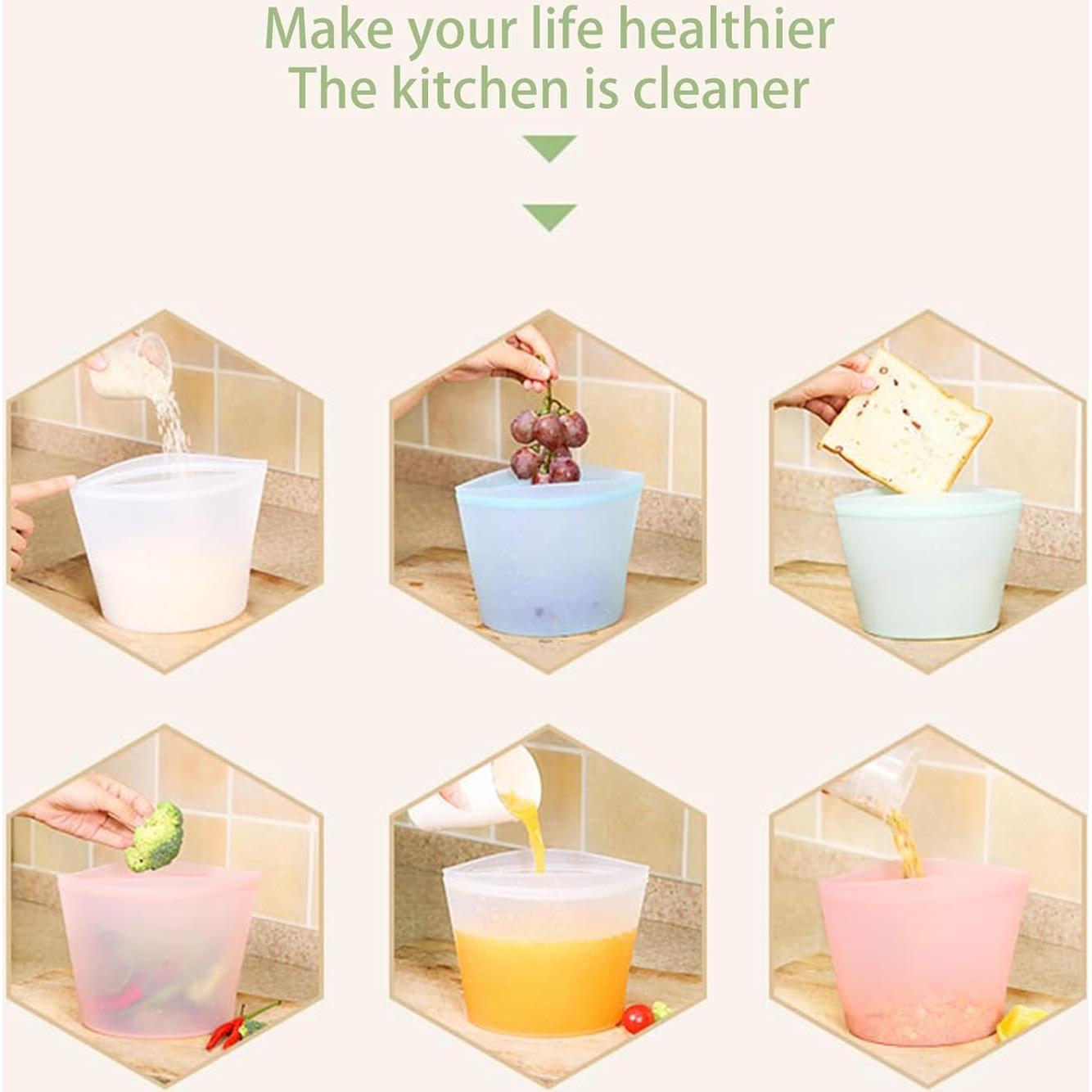 Bolsa de Almacenamiento de Alimentos UDIYO 500ml Silicona Rosa