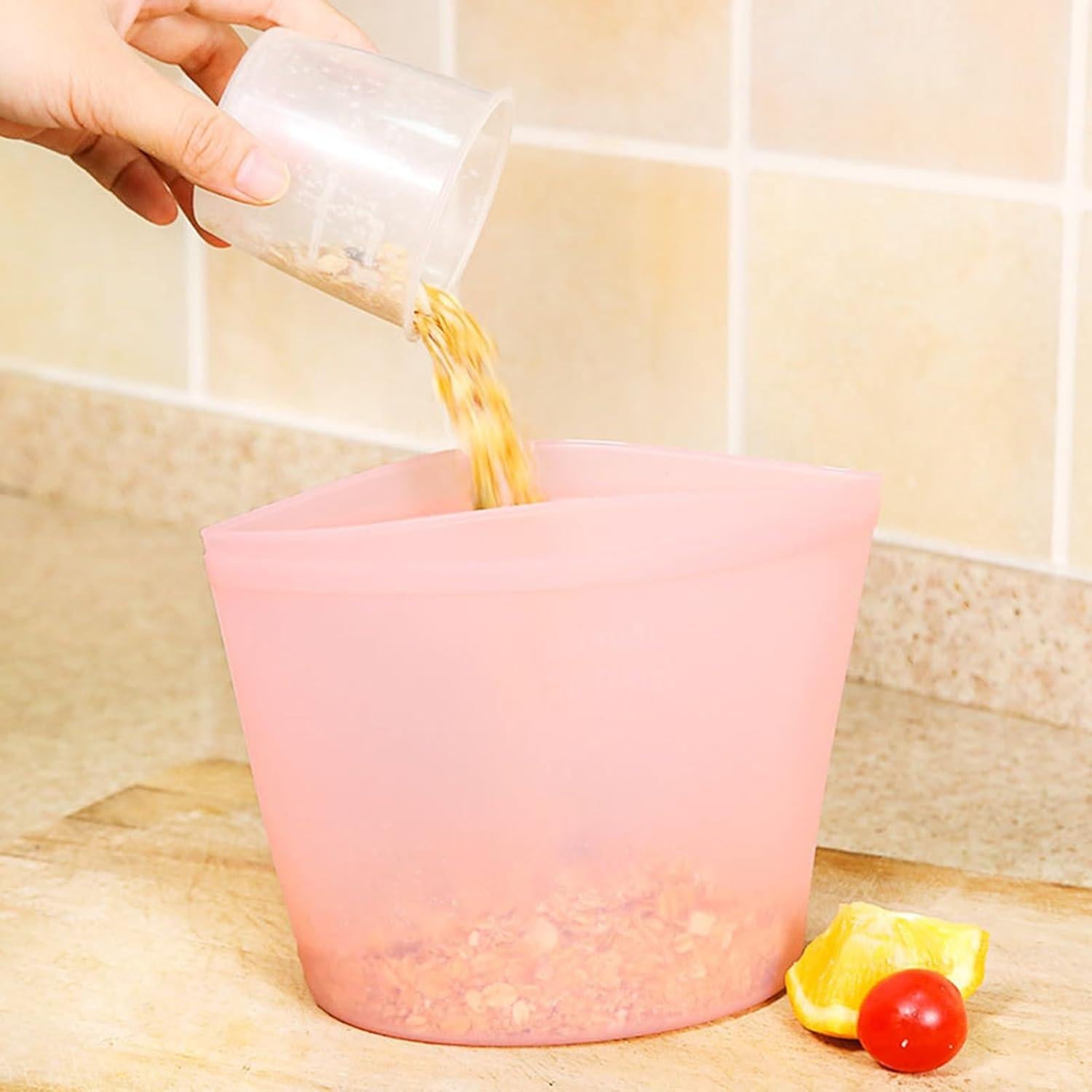 Bolsa de Almacenamiento de Alimentos UDIYO 500ml Silicona Rosa