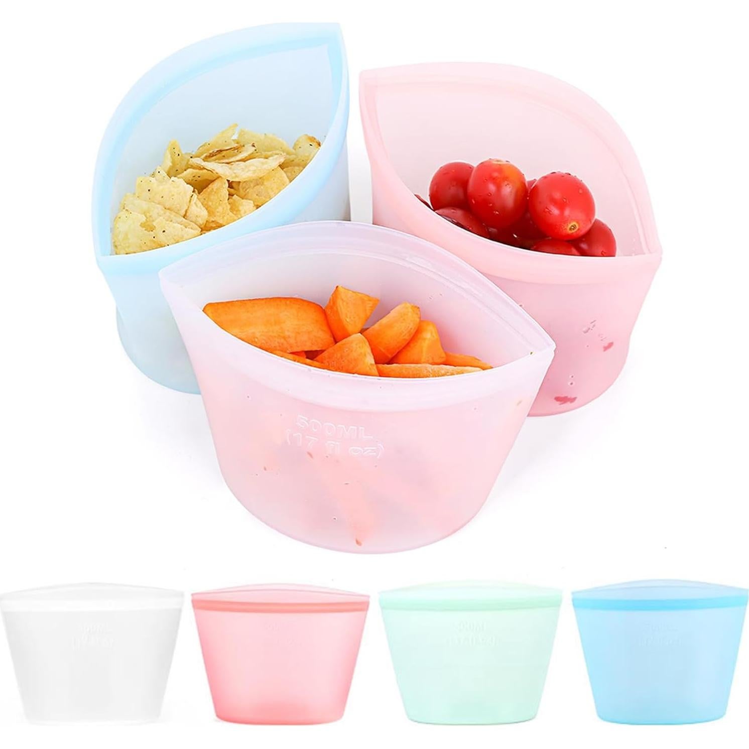 Bolsa de Almacenamiento de Alimentos UDIYO 500ml Silicona Rosa
