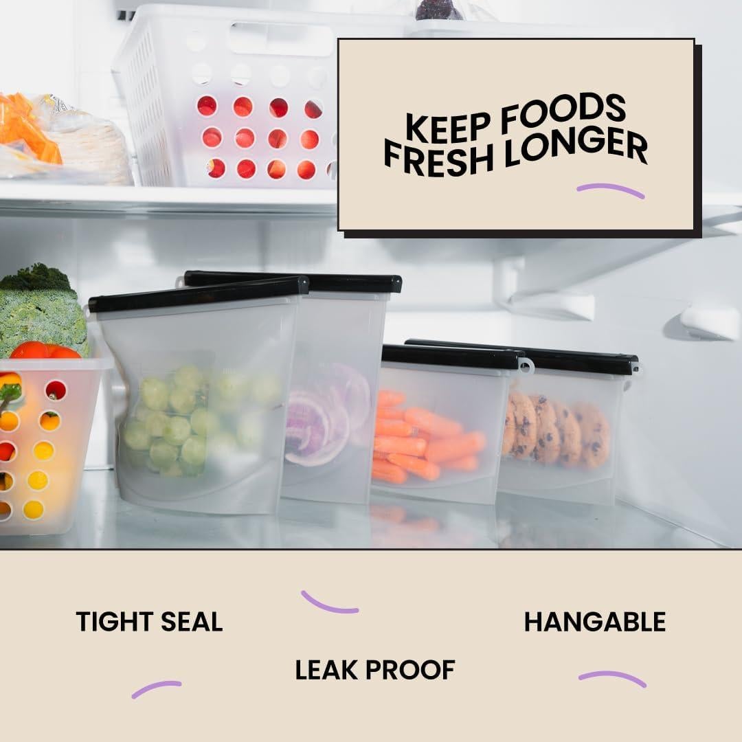 Bolsas de Almacenamiento de Silicona Reutilizables Knivi - 4 Pzas