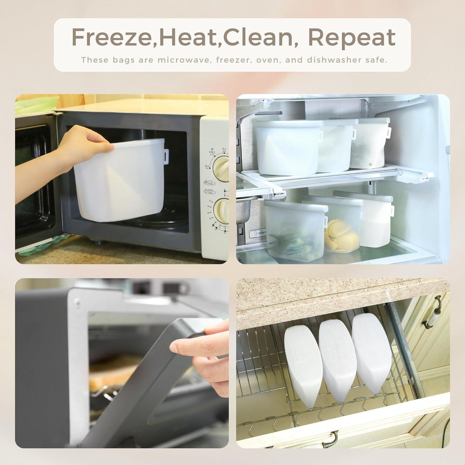 Bolsas de Silicona Reutilizables EZZNTIAL 2000ml 2pc a Prueba de Fugas