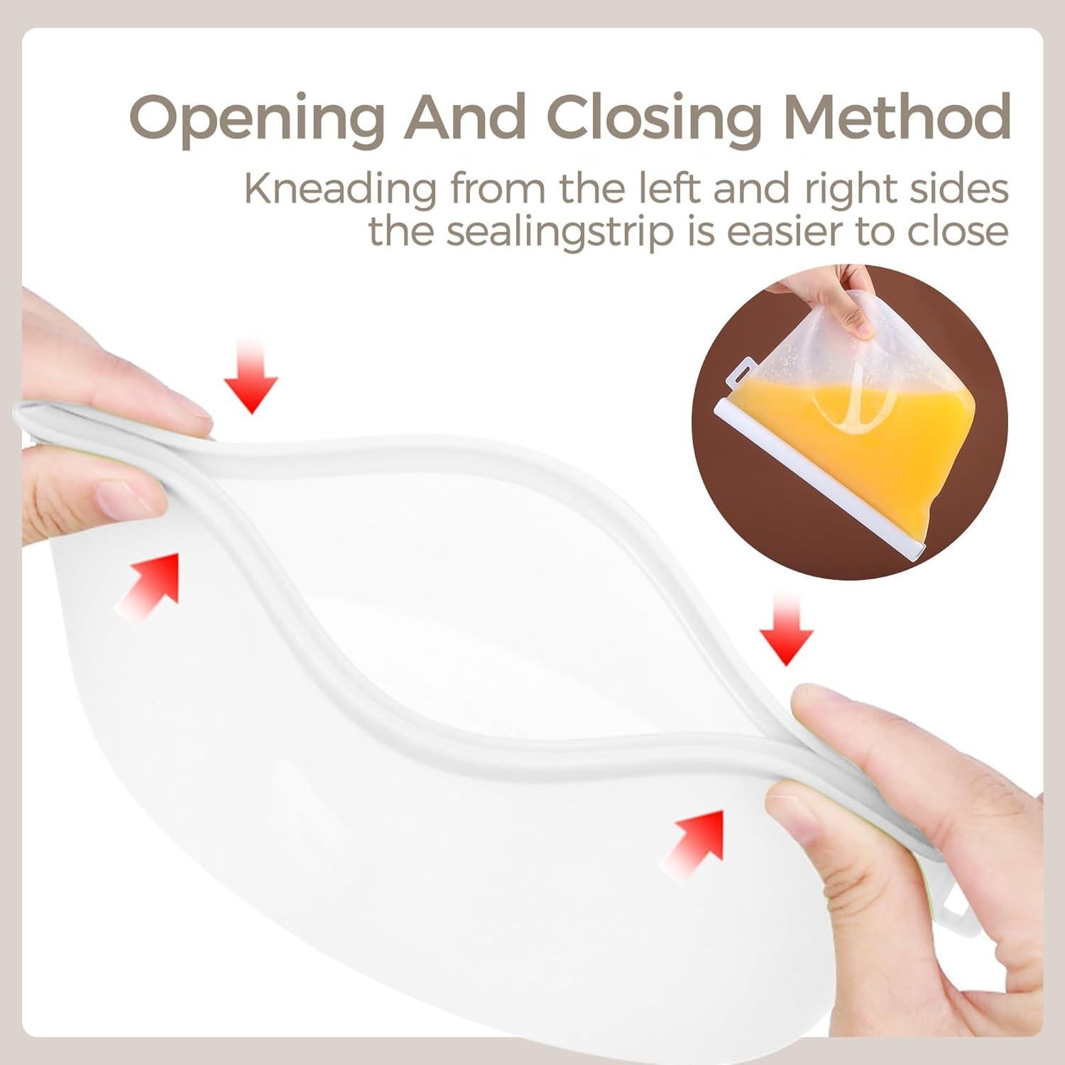 Bolsas de Silicona Reutilizables EZZNTIAL 2000ml 2pc a Prueba de Fugas