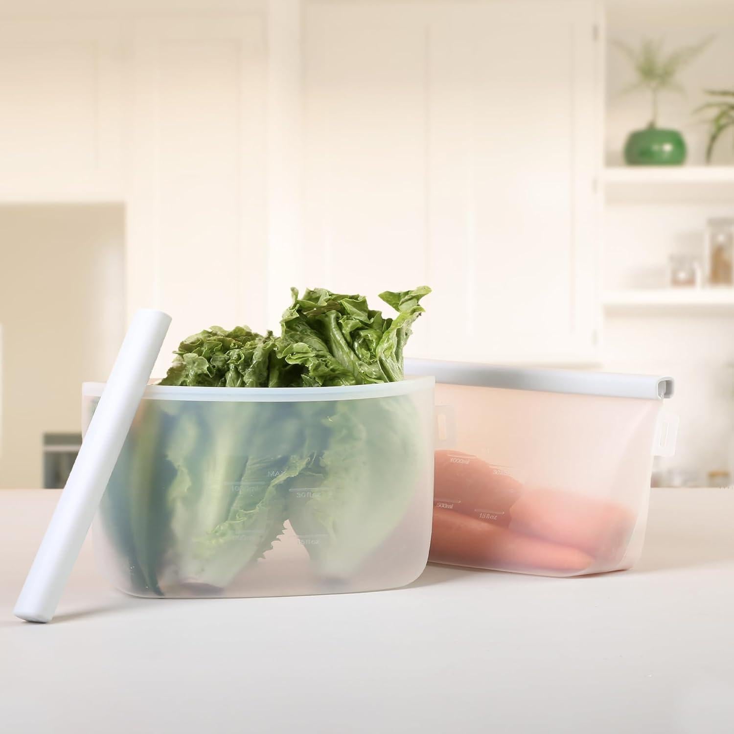 Bolsas de Silicona Reutilizables EZZNTIAL 2000ml 2pc a Prueba de Fugas