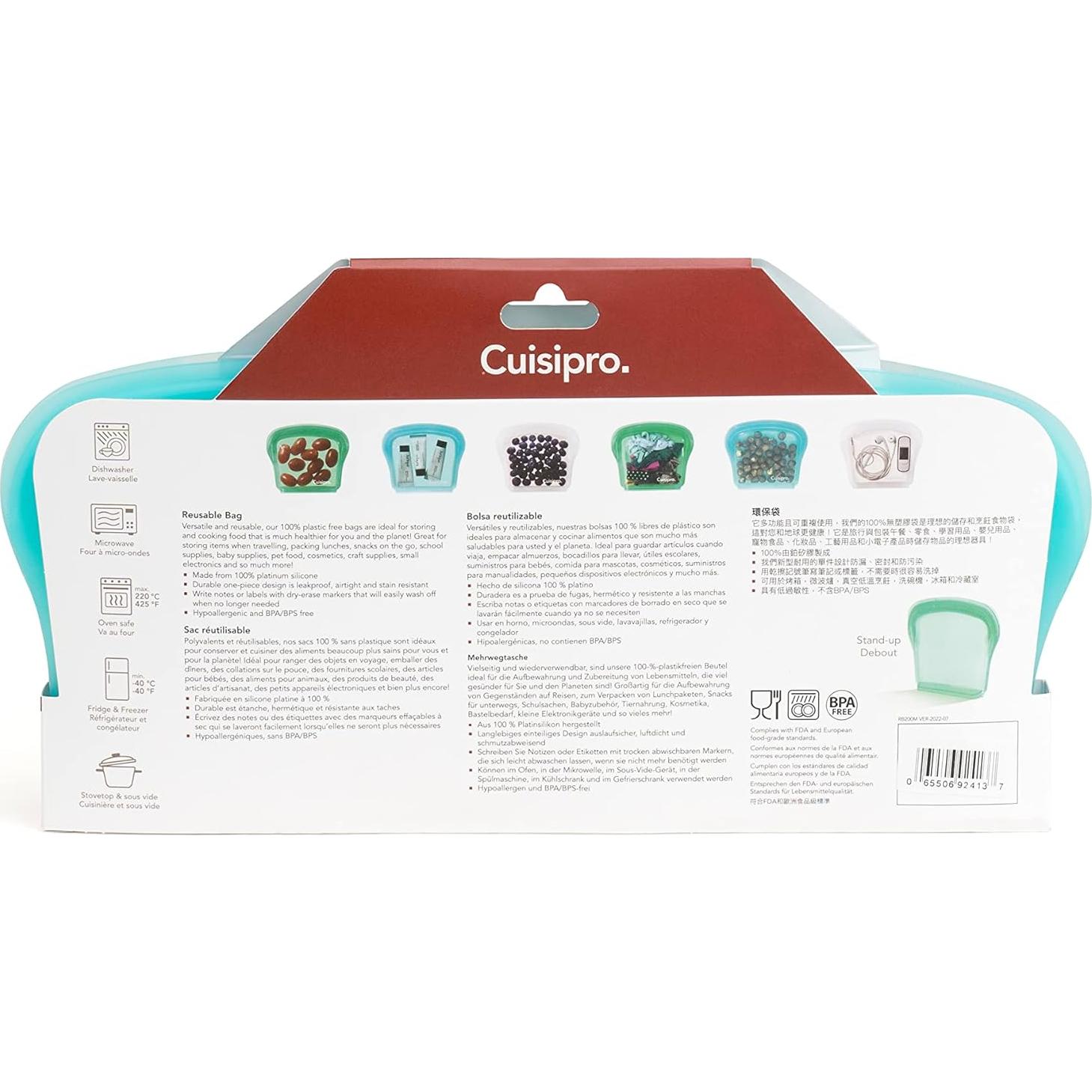 Set de 2 Bolsas de Silicona Reutilizables Cuisipro 191g Aqua