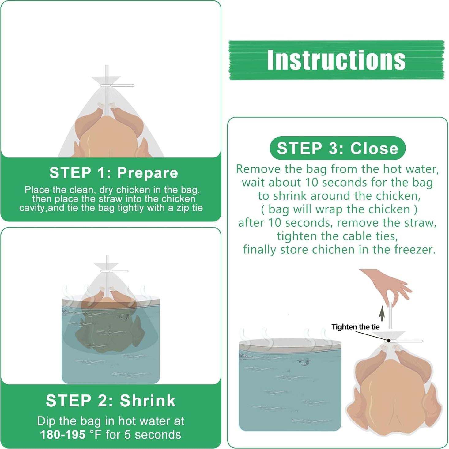 Bolsas de Encogimiento Térmico Hoqqf 33x46 cm Sin BPA - 50 Paquetes