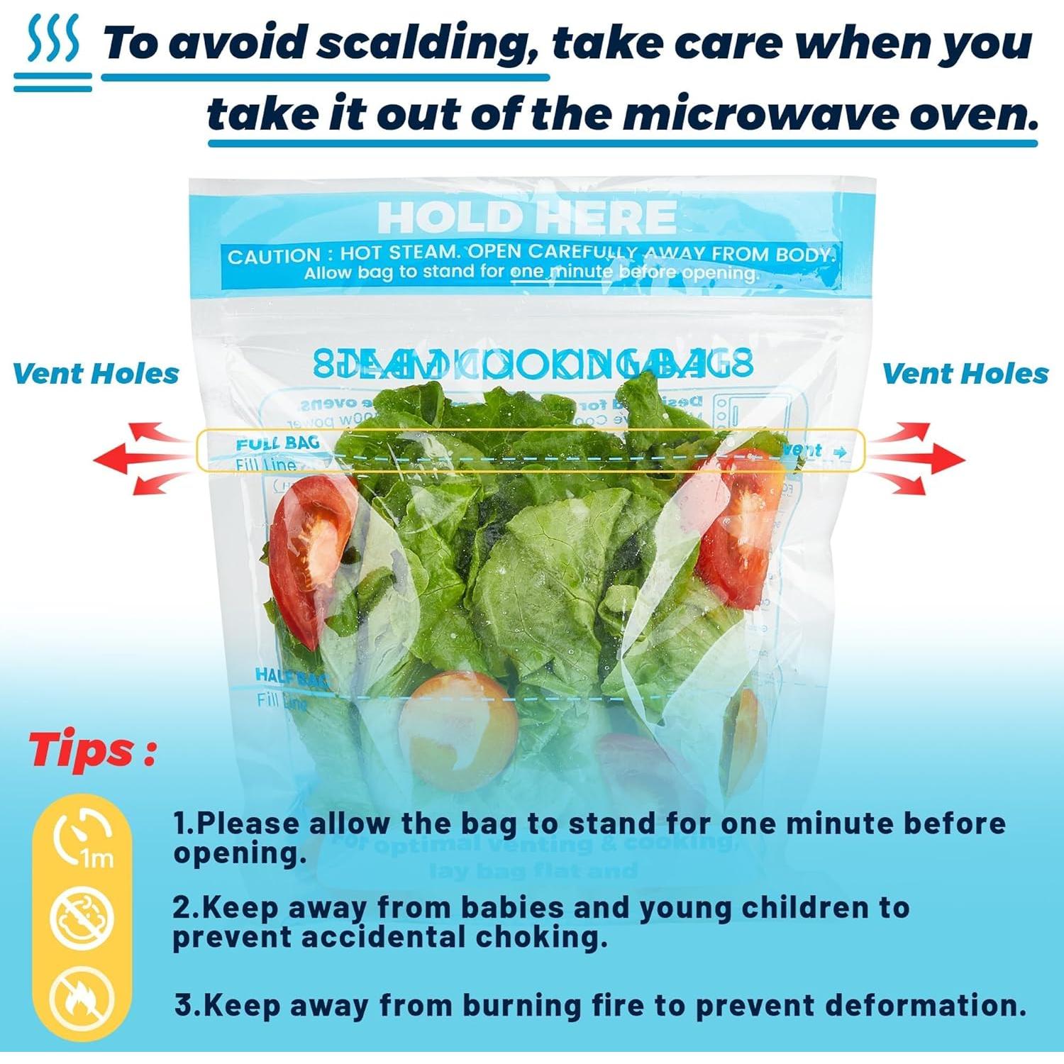 20 Bolsas de Vapor para Microondas USEAMIE - Cocción Rápida y Fresca