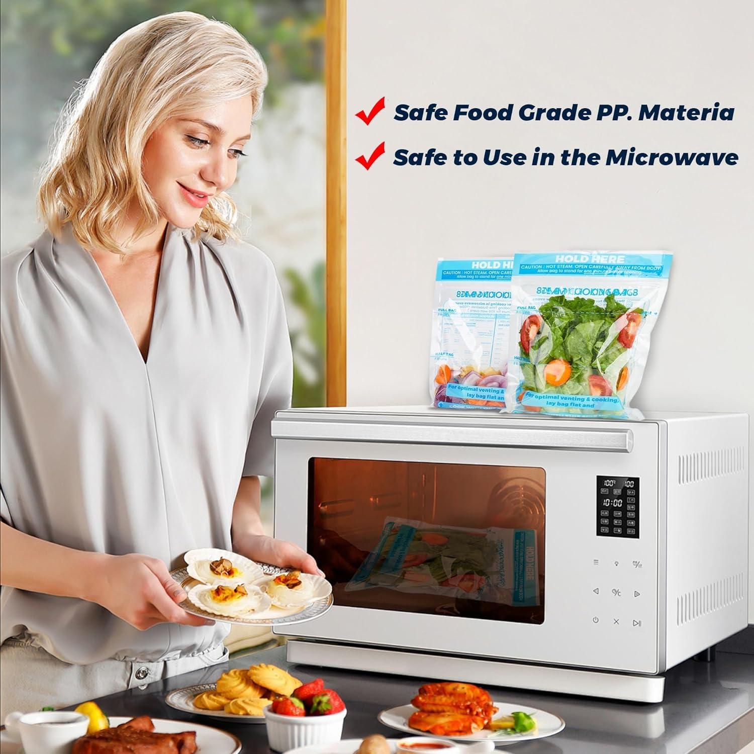 20 Bolsas de Vapor para Microondas USEAMIE - Cocción Rápida y Fresca