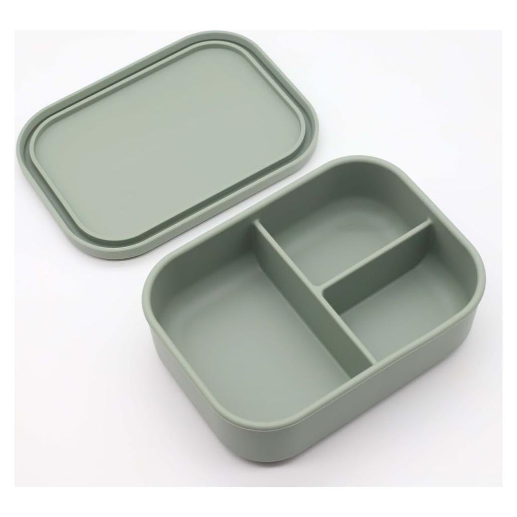 Caja Bento de Silicona Ytnjzl con 3 Compartimentos Verde