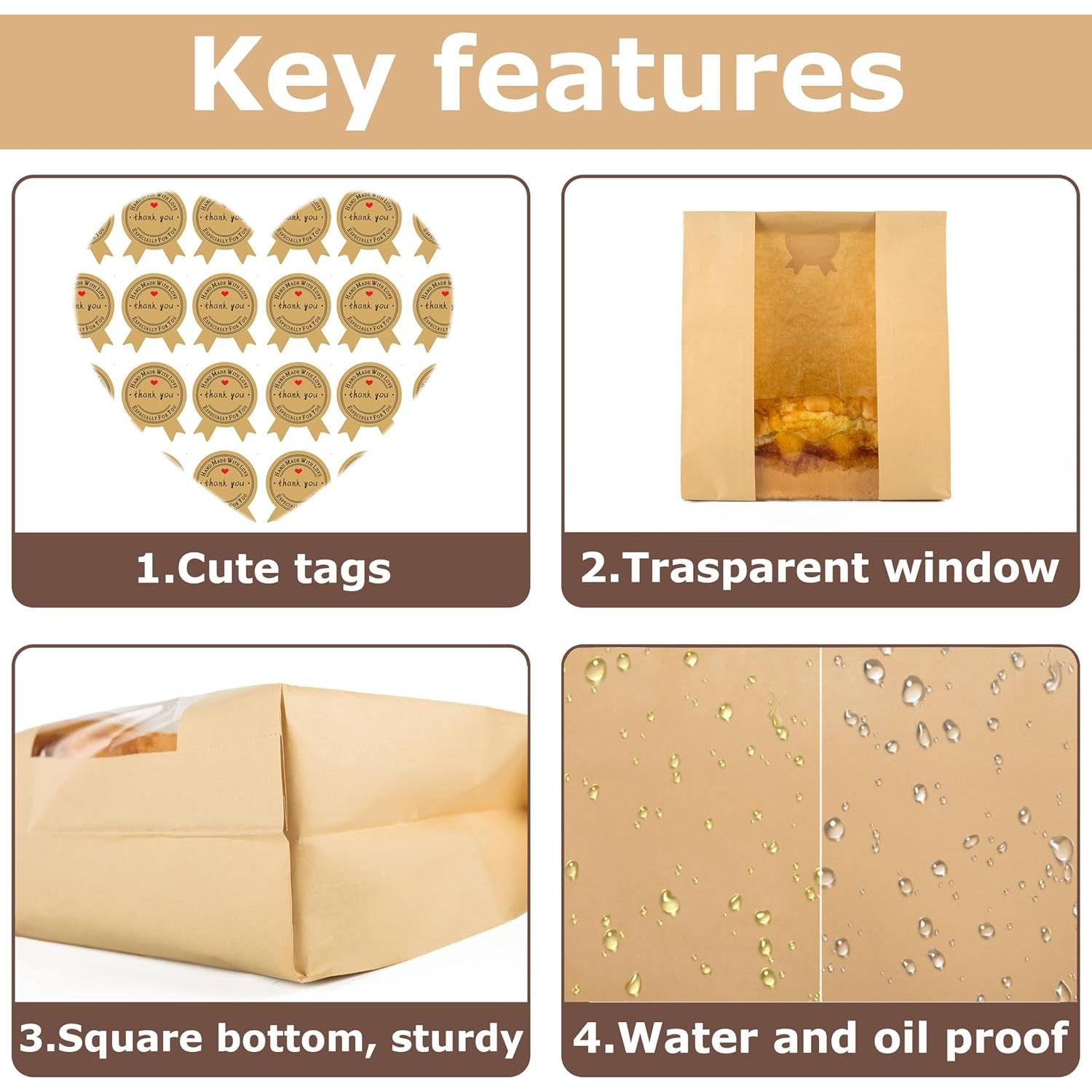 30 Bolsas de Pan Casero YMTLJHDSY con Ventana 34.8x20.8 cm