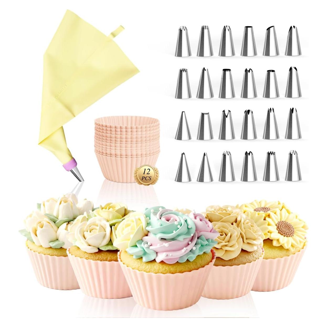 Kit de Decoración de Cupcakes TORCHISTS - 24 Consejos y 1 Bolsa
