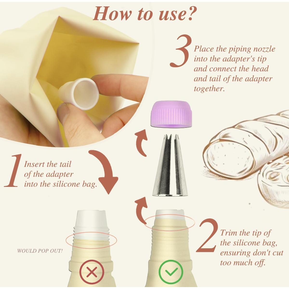 Kit de Decoración de Cupcakes TORCHISTS - 24 Consejos y 1 Bolsa