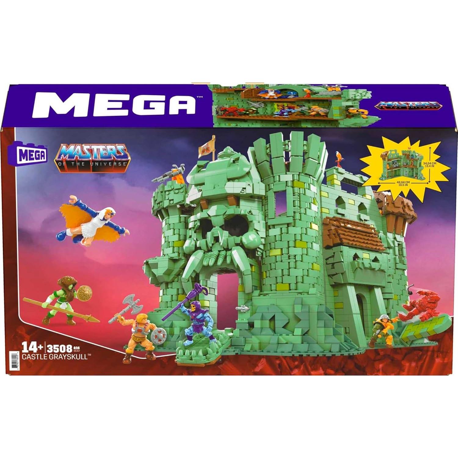 MEGA Masters of The Universe Building Set, Castle Grayskull with 3508 Pieces, 6 Poseable Micro Action Figures, 13+ Inches Tall, for Adult Collectors