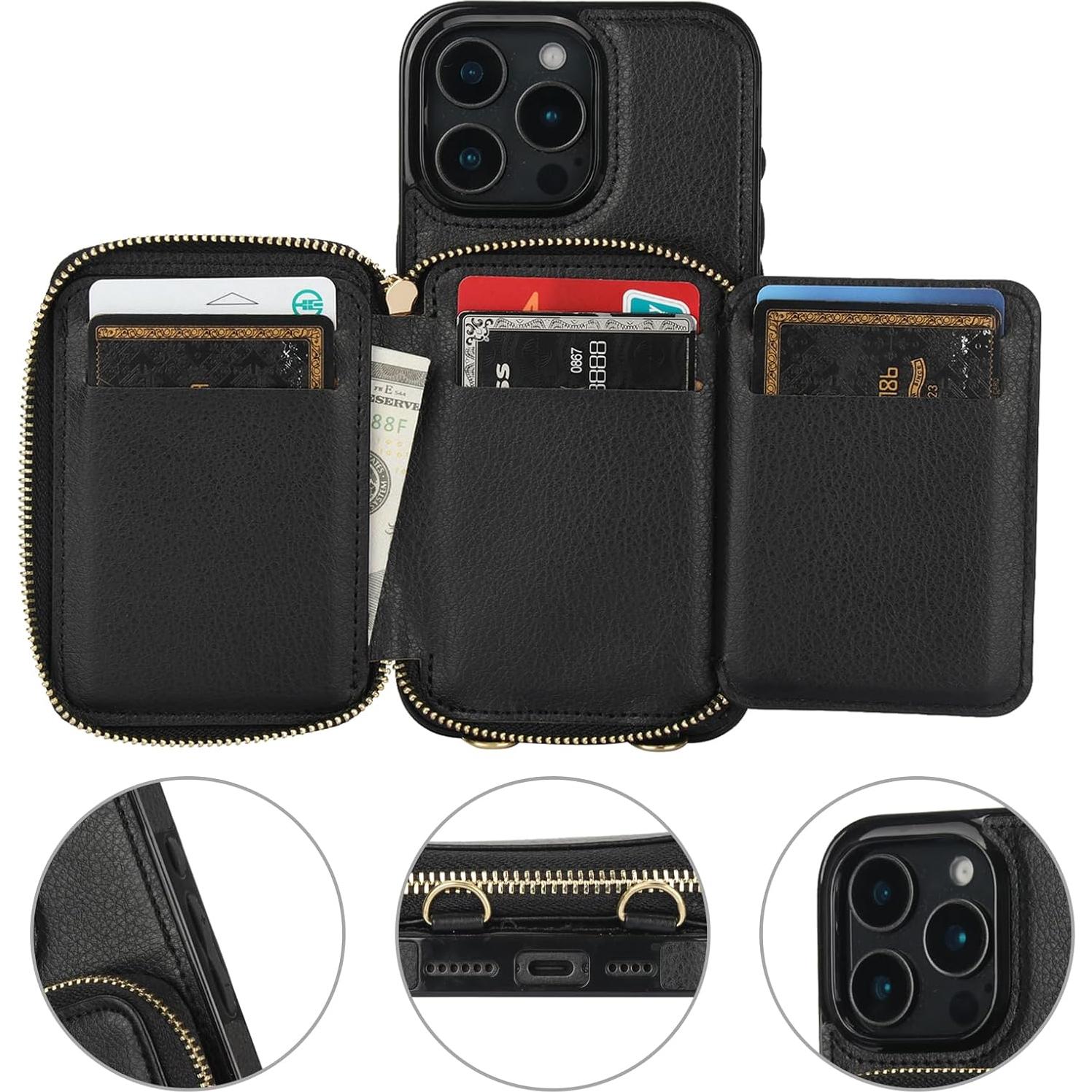 Cartera con Bloqueo RFID Bocasal para iPhone 16 Pro Max Negra