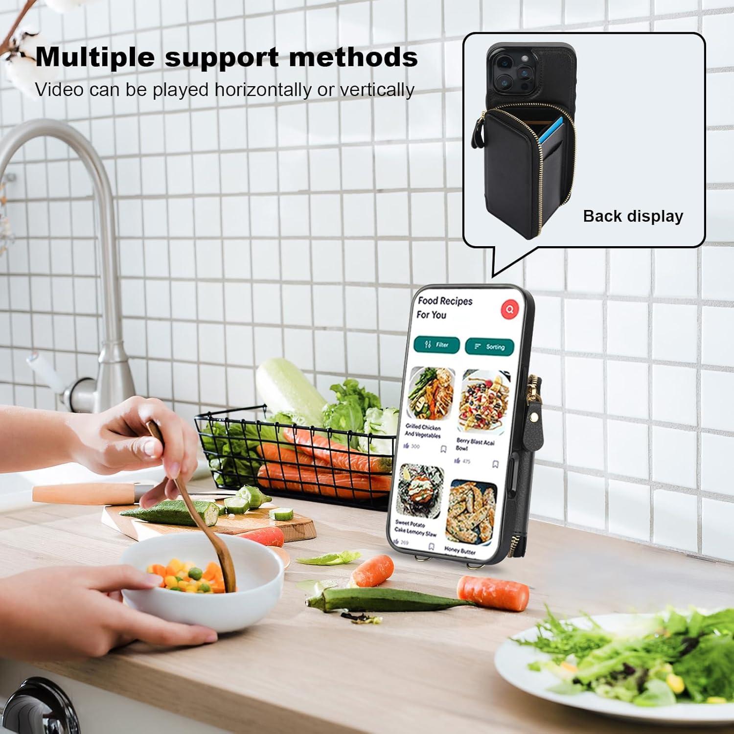 Cartera con Bloqueo RFID Bocasal para iPhone 16 Pro Max Negra