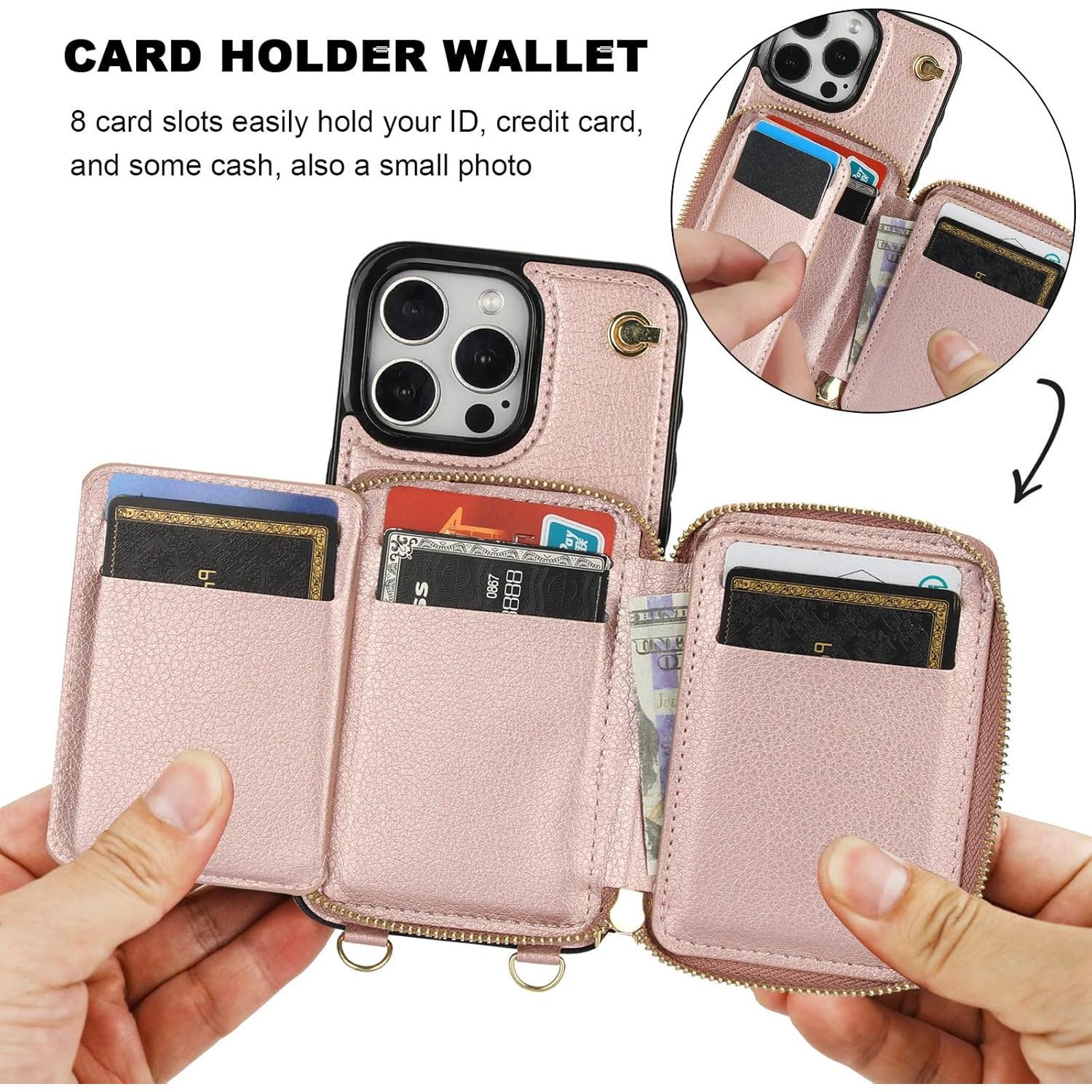 Funda Cartera Bocasal para iPhone 16 Pro Max Oro Rosa