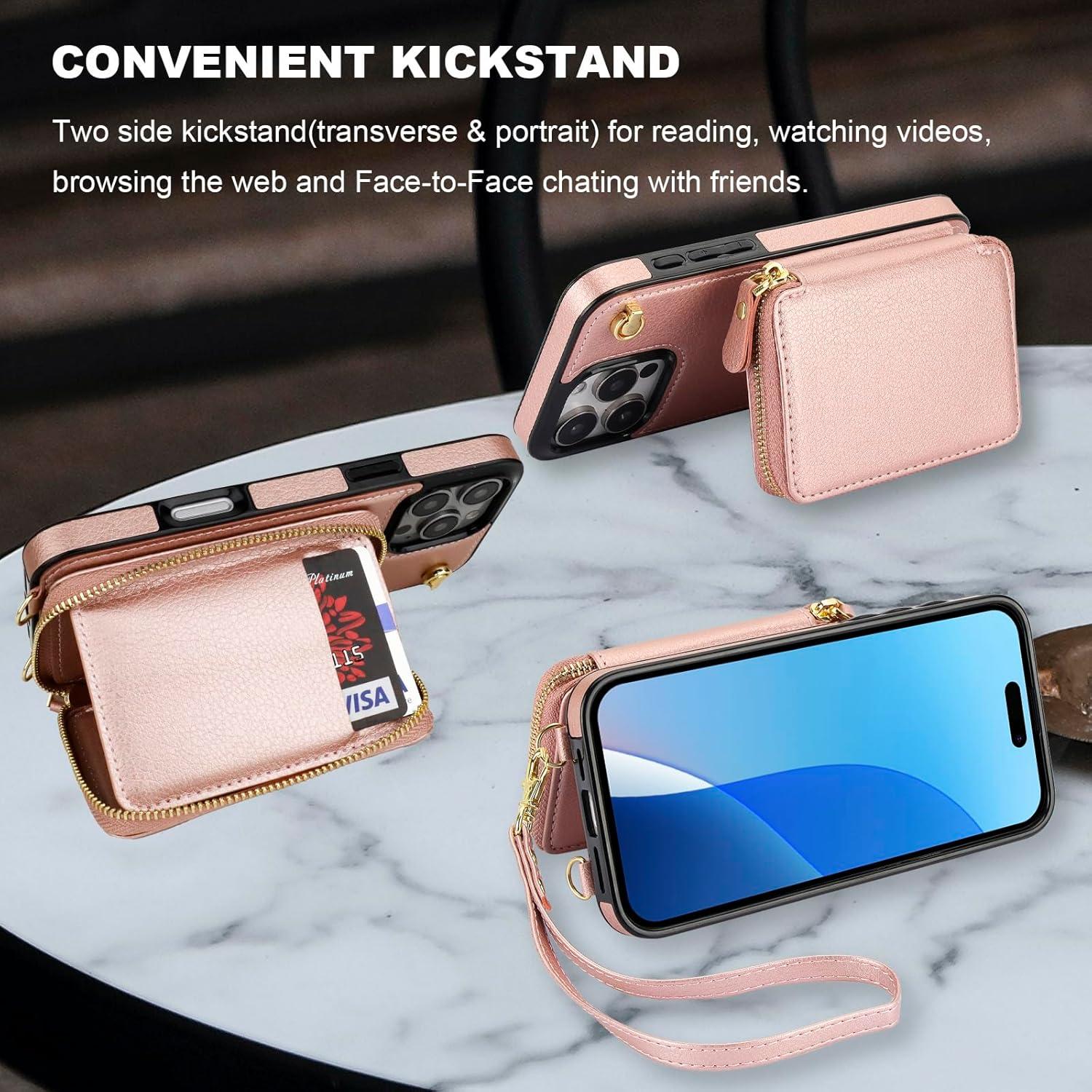 Funda Cartera Bocasal para iPhone 16 Pro Max Oro Rosa