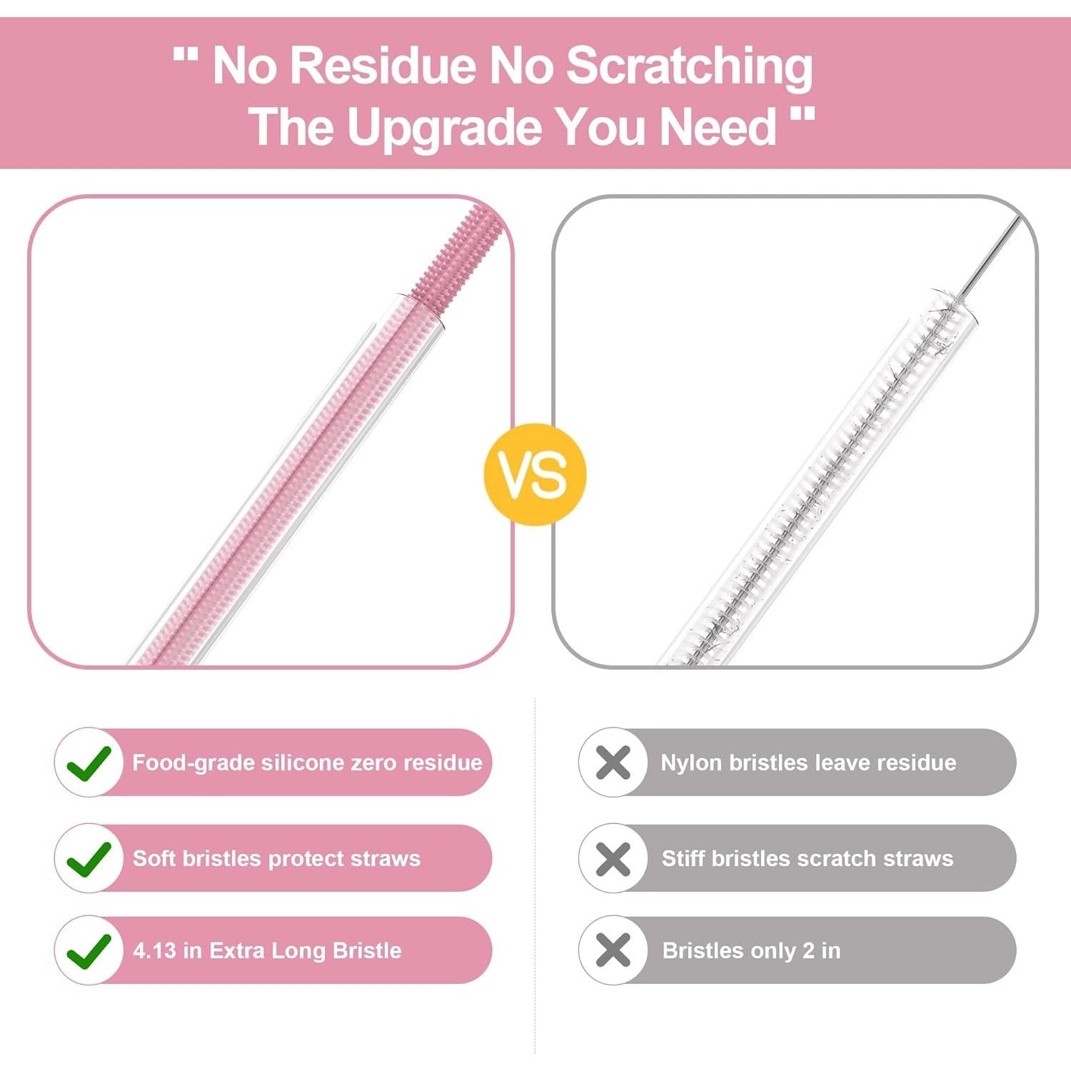 Cepillo Limpiador de Pajitas de Silicona Kunqun - 4 Piezas