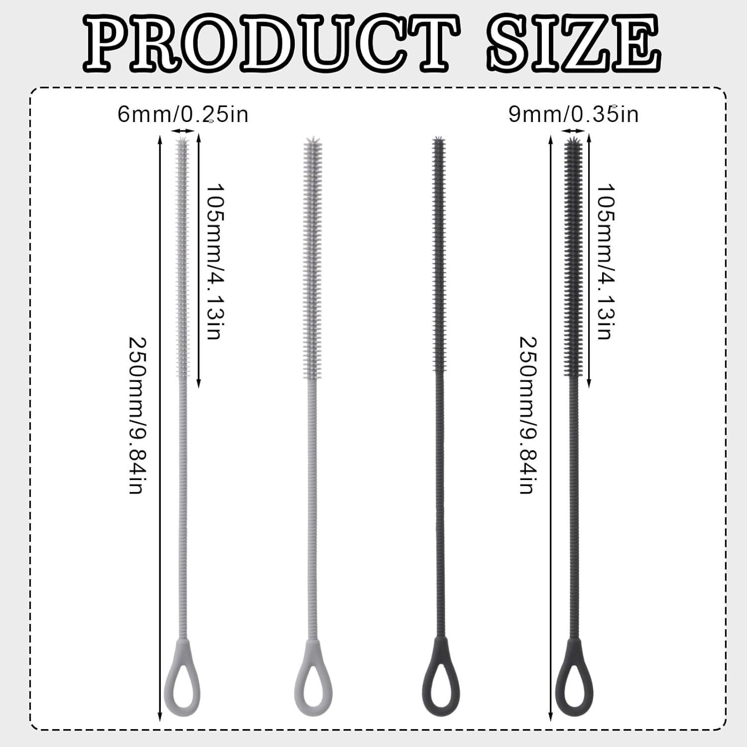 Honeydak Cepillo Limpiador de Pajitas Silicona 6mm y 9mm - 2 Pcs