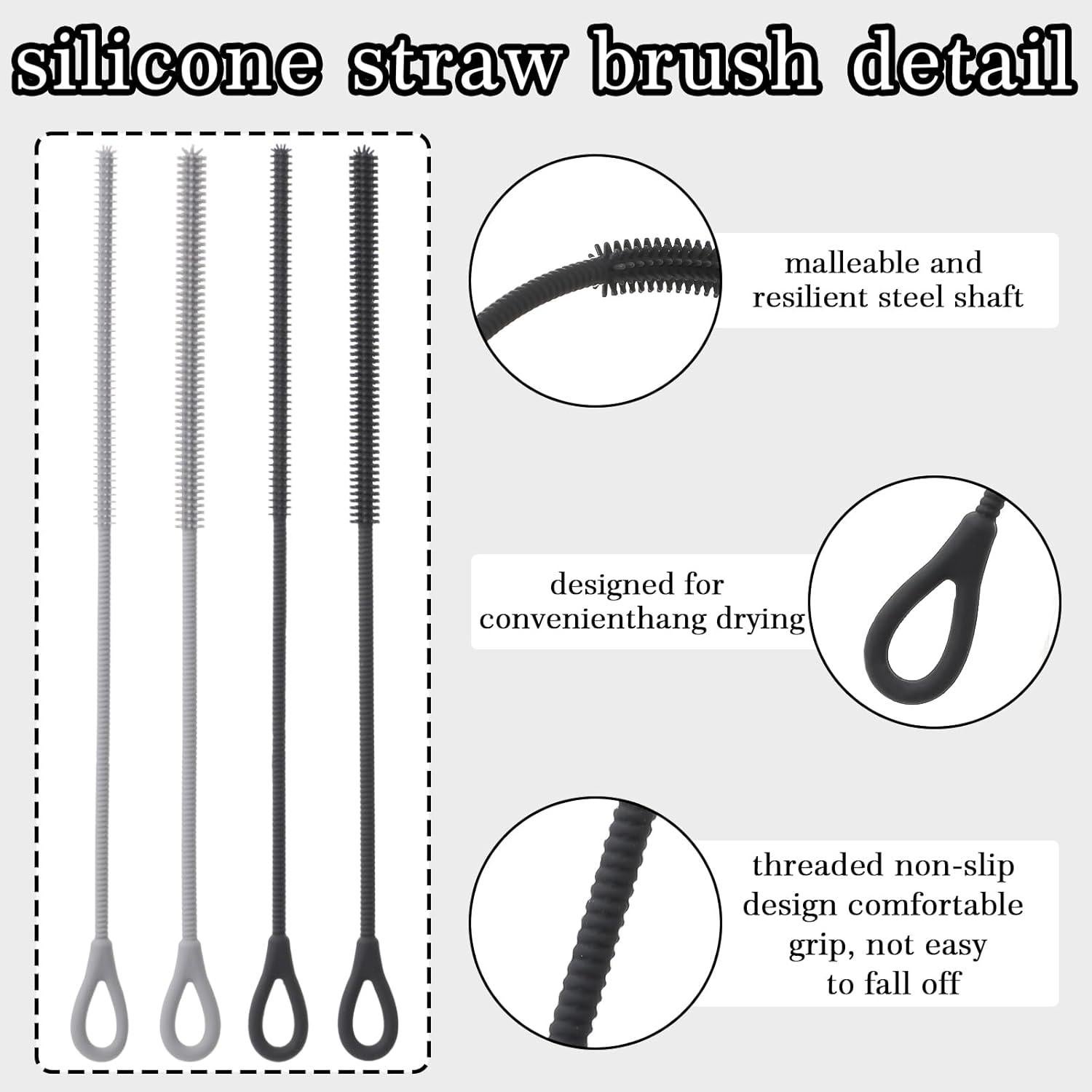 Honeydak Cepillo Limpiador de Pajitas Silicona 6mm y 9mm - 2 Pcs